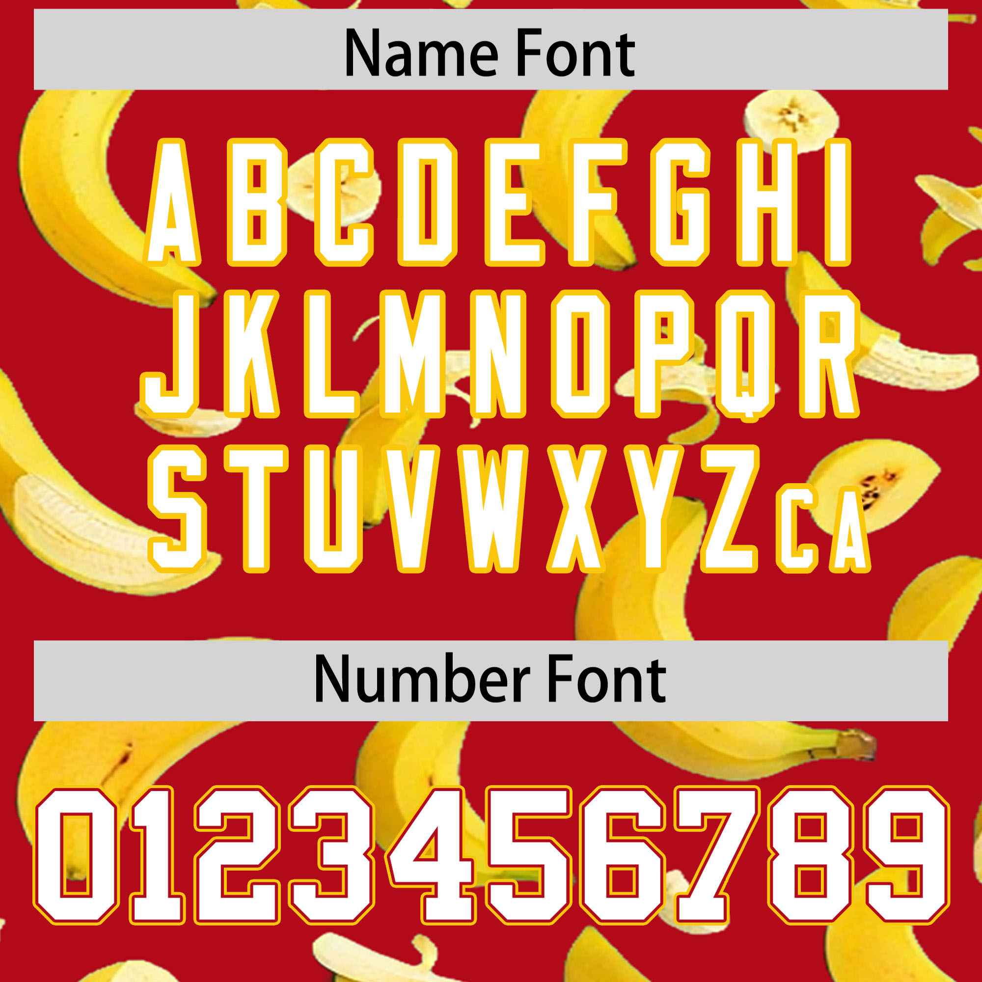 Custom Red Varsity Full-Zip Banana Pattern Letterman Bomber Jacket | Graffiti Pattern | Embroidery&Dye-sublimation printing | KXKSHOP