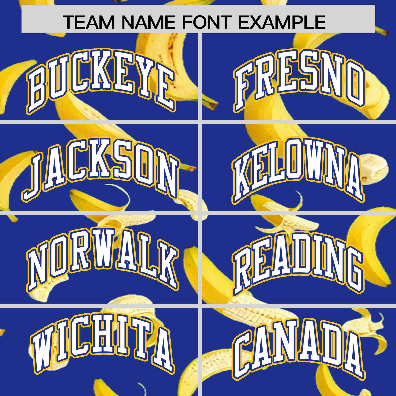 Custom Royal Blue Varsity Full-Zip Banana Pattern Letterman Bomber Jacket | Graffiti Pattern | Embroidery&Dye-sublimation printing | KXKSHOP