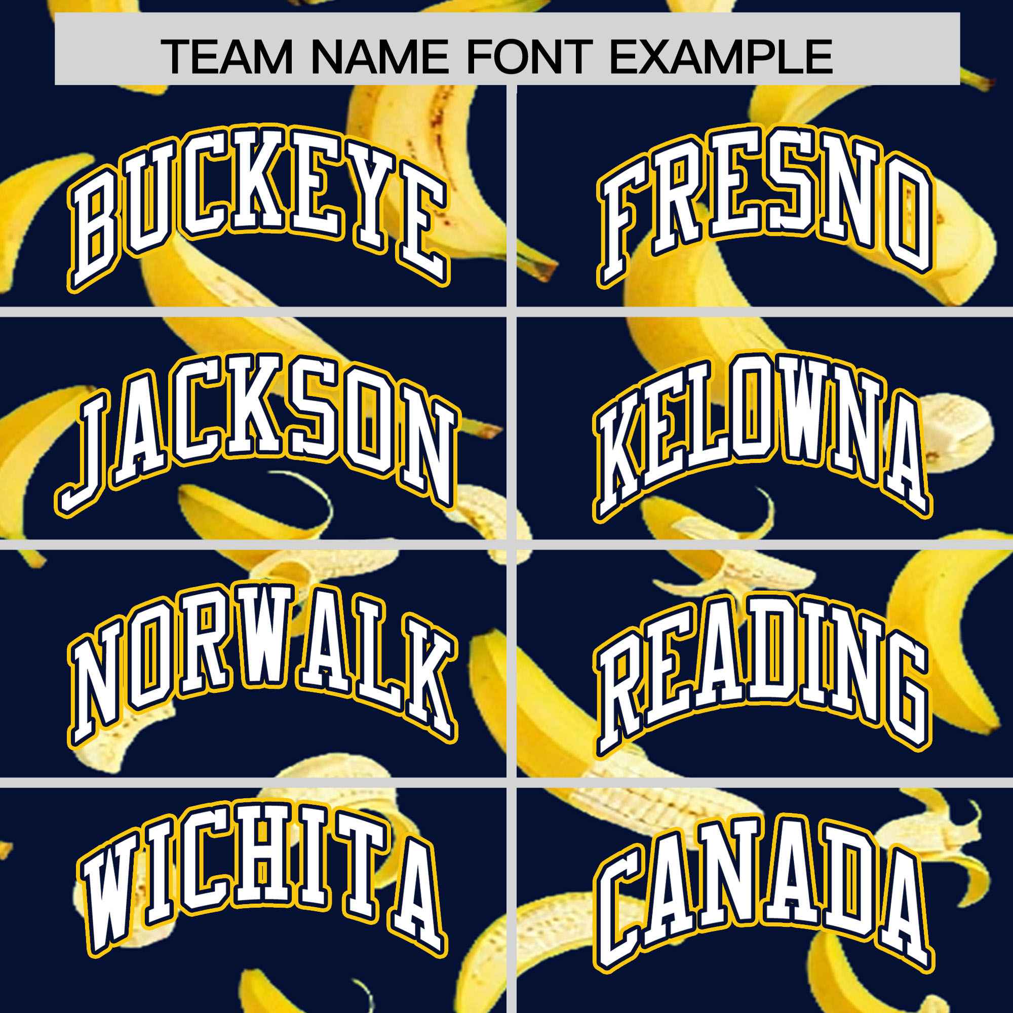 Custom Navy Varsity Full-Zip Banana Pattern Letterman Bomber Jacket | Graffiti Pattern | Embroidery&Dye-sublimation printing | KXKSHOP