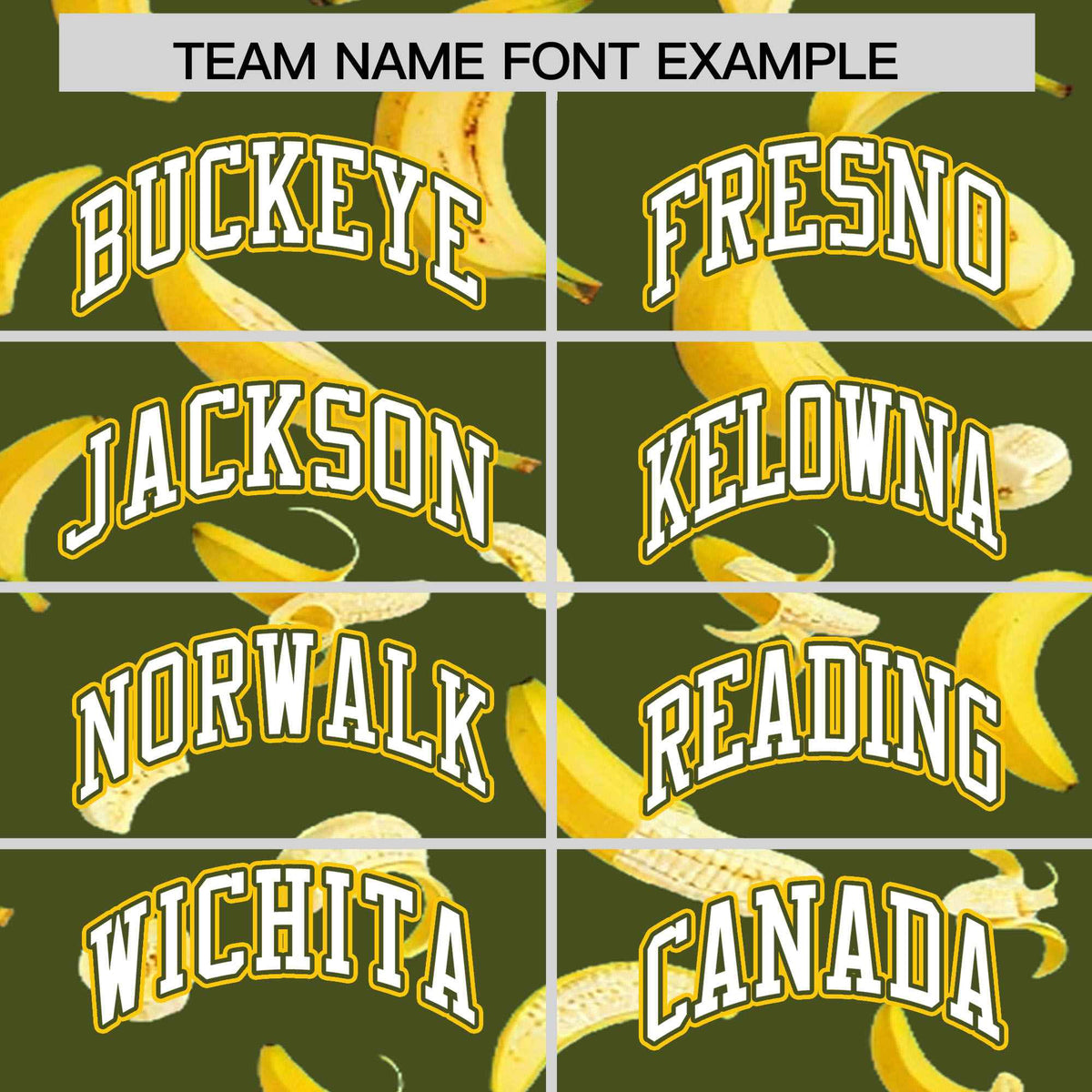 Custom Olive Varsity Full-Zip Banana Pattern Letterman Bomber Jacket | Graffiti Pattern | Embroidery&amp;Dye-sublimation printing | KXKSHOP