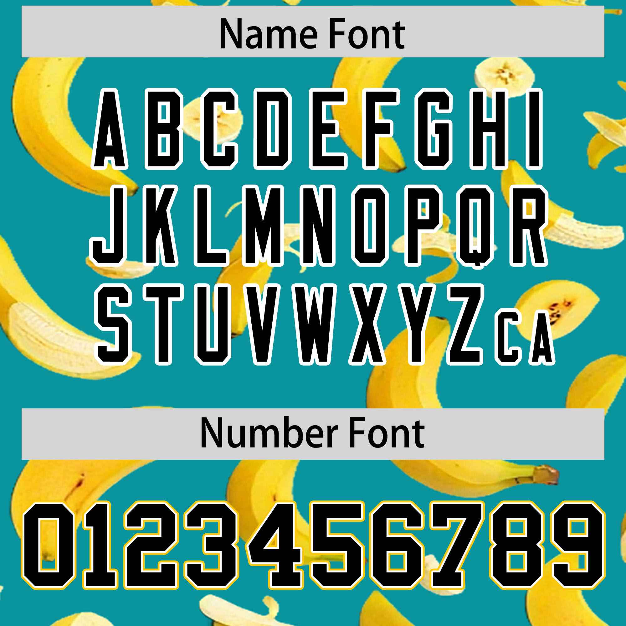 Custom Aqua Varsity Full-Zip Banana Pattern Letterman Bomber Jacket | Graffiti Pattern | Embroidery&Dye-sublimation printing | KXKSHOP