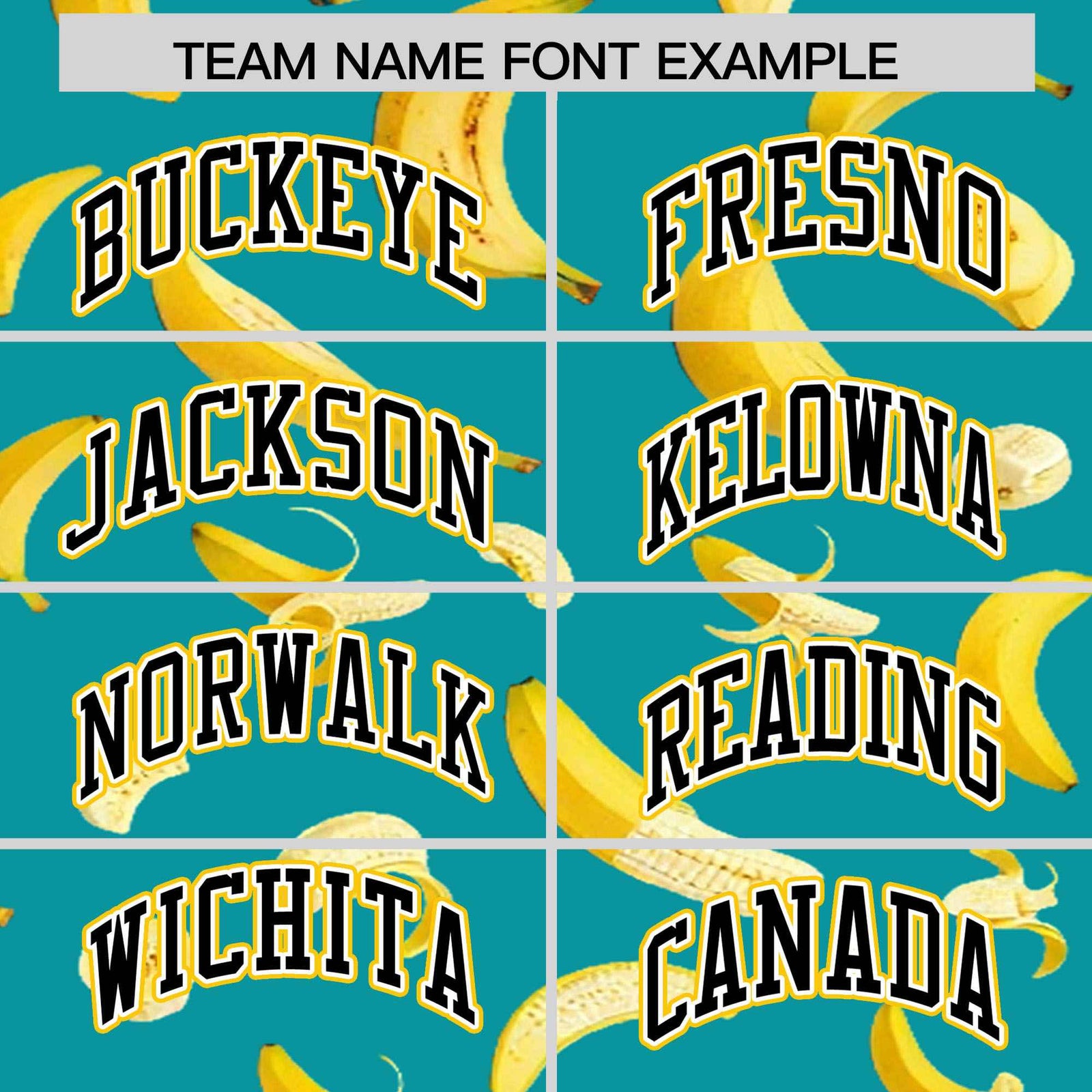 Custom Aqua Varsity Full-Zip Banana Pattern Letterman Bomber Jacket | Graffiti Pattern | Embroidery&Dye-sublimation printing | KXKSHOP