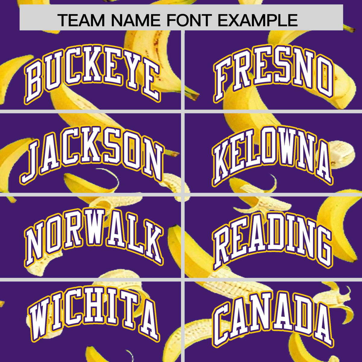 Custom Purple Varsity Full-Zip Banana Pattern Letterman Bomber Jacket | Graffiti Pattern | Embroidery&amp;Dye-sublimation printing | KXKSHOP