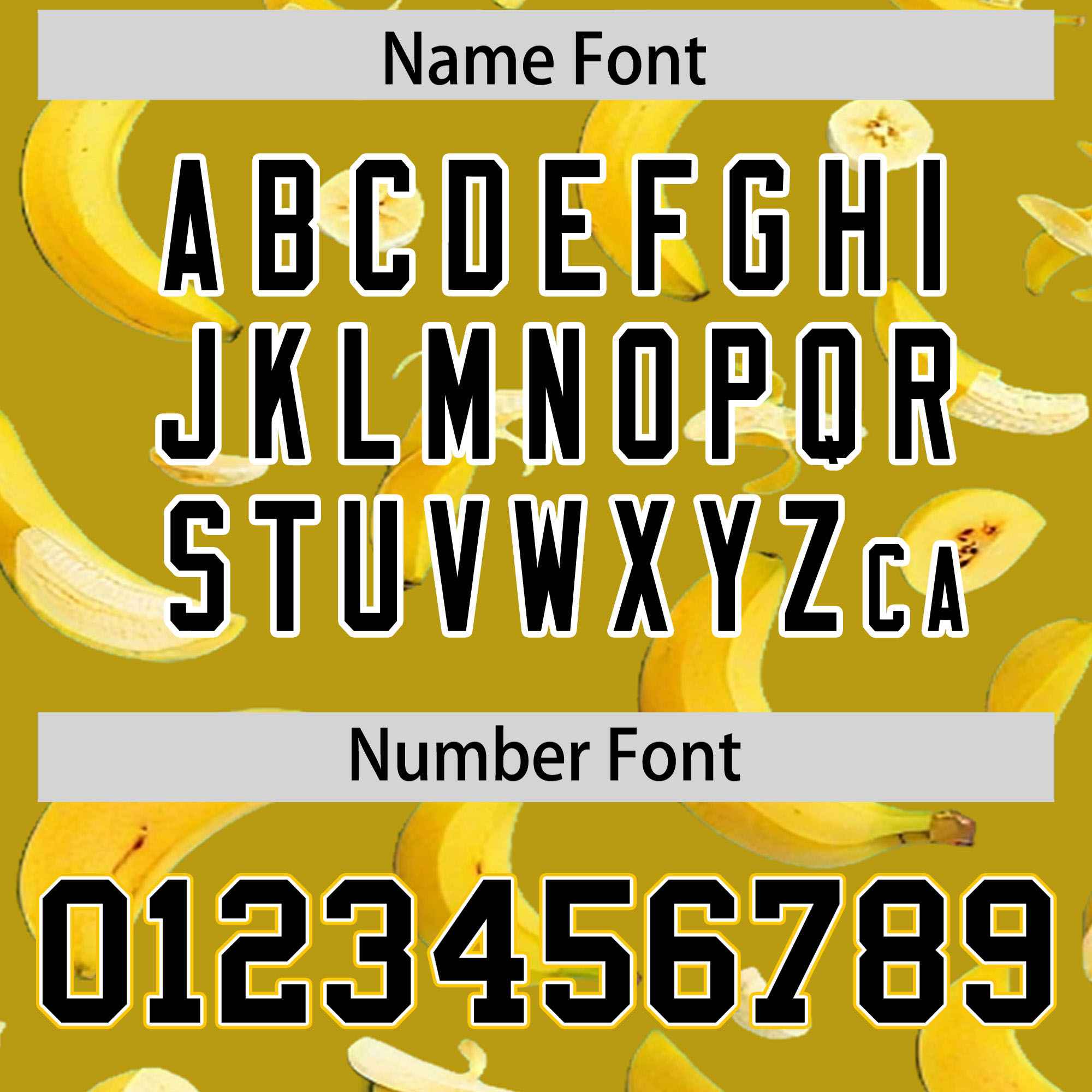 Custom Old Gold Varsity Full-Zip Banana Pattern Letterman Bomber Jacket | Graffiti Pattern | Embroidery&Dye-sublimation printing | KXKSHOP