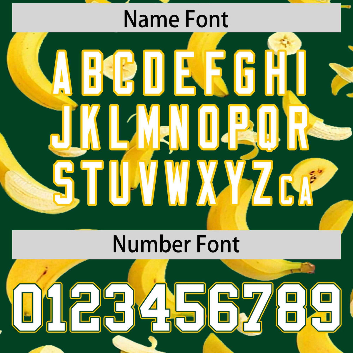 Custom Green Varsity Full-Zip Banana Pattern Letterman Bomber Jacket | Graffiti Pattern | Embroidery&amp;Dye-sublimation printing | KXKSHOP