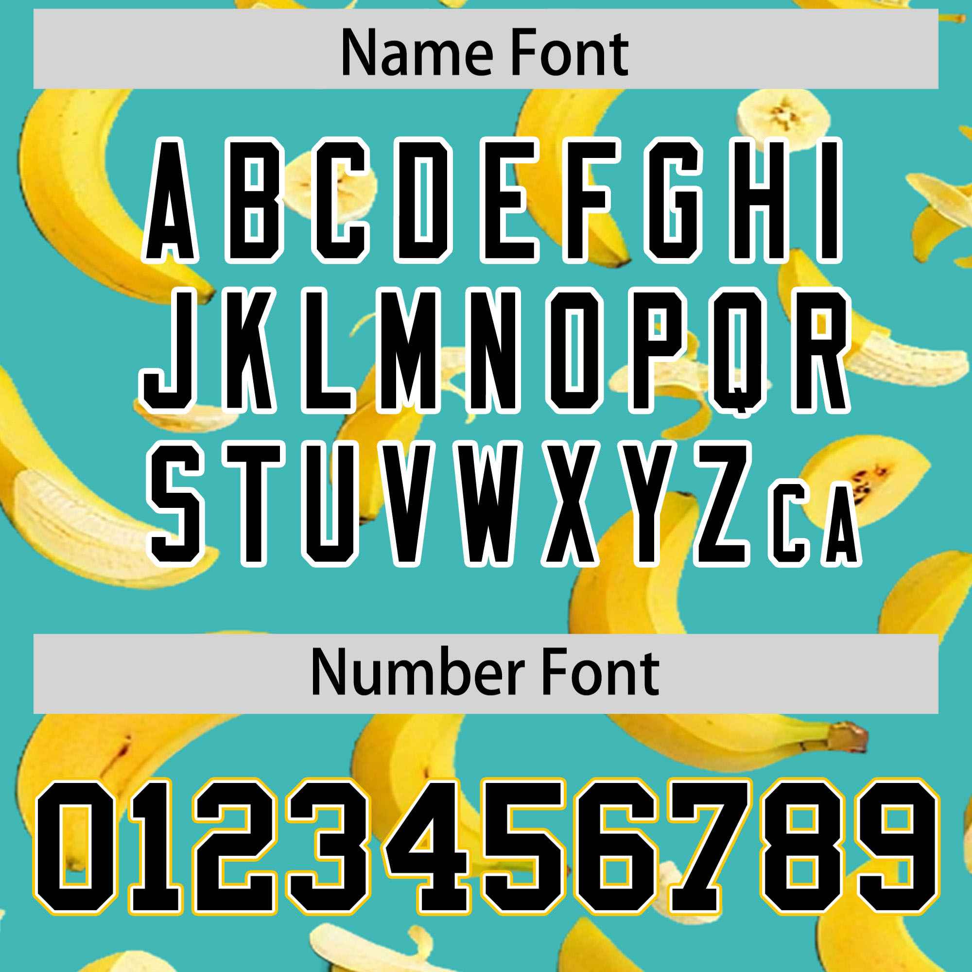 Custom Teal Varsity Full-Zip Banana Pattern Letterman Bomber Jacket | Graffiti Pattern | Embroidery&Dye-sublimation printing | KXKSHOP