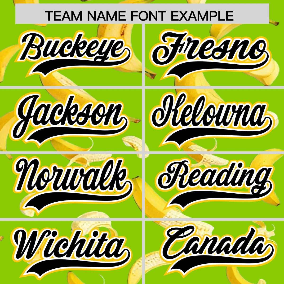 Custom Neon Green Varsity Full-Zip Banana Pattern Letterman Bomber Jacket | Graffiti Pattern | Embroidery&amp;Dye-sublimation printing | KXKSHOP