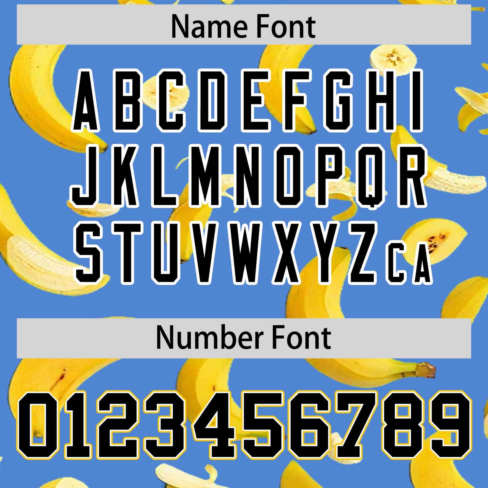 Custom Powder Blue Varsity Full-Zip Banana Pattern Letterman Bomber Jacket | Graffiti Pattern | Embroidery&Dye-sublimation printing | KXKSHOP