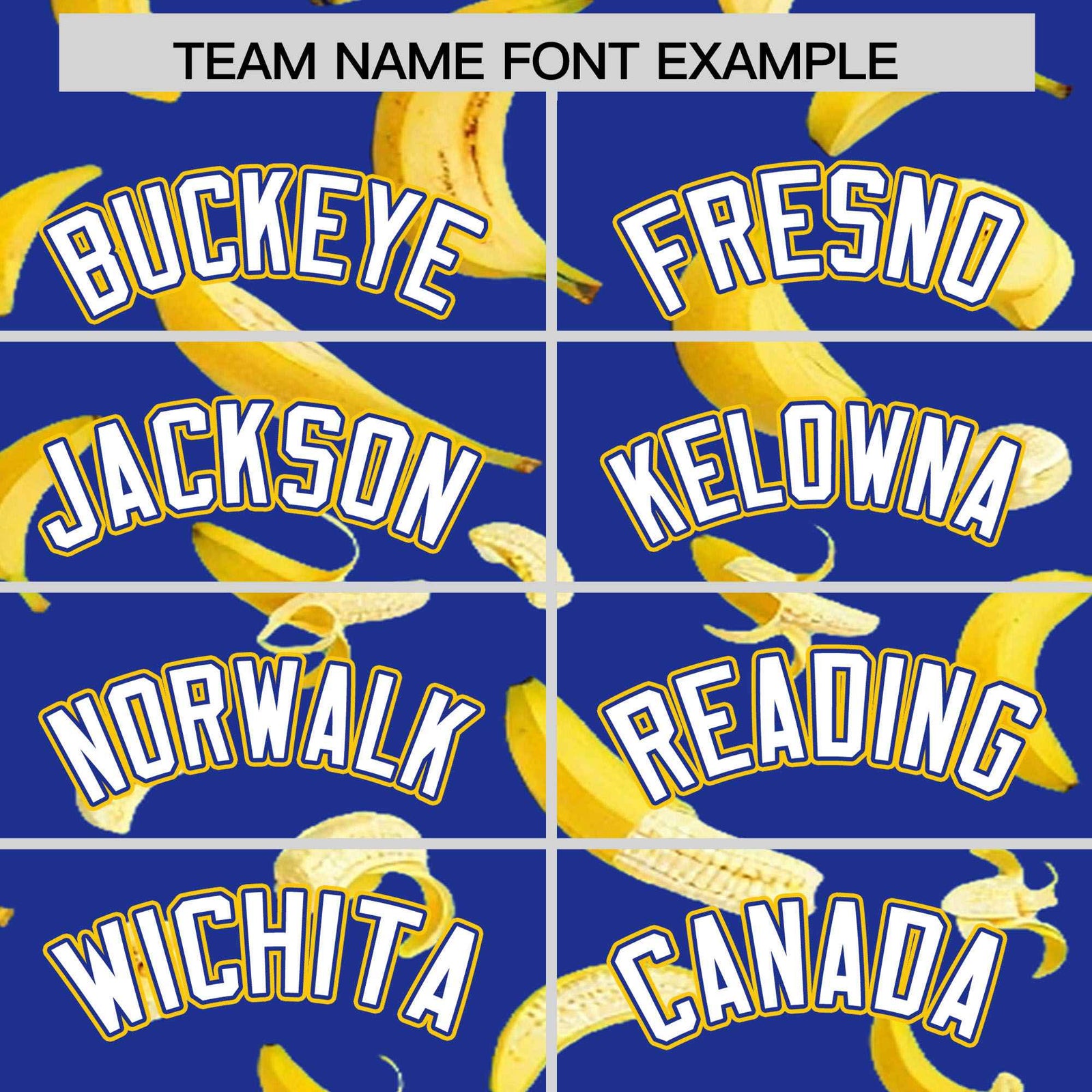 Custom Royal Blue Varsity Full-Zip Banana Pattern Letterman Bomber Jacket | Graffiti Pattern | Embroidery&Dye-sublimation printing | KXKSHOP