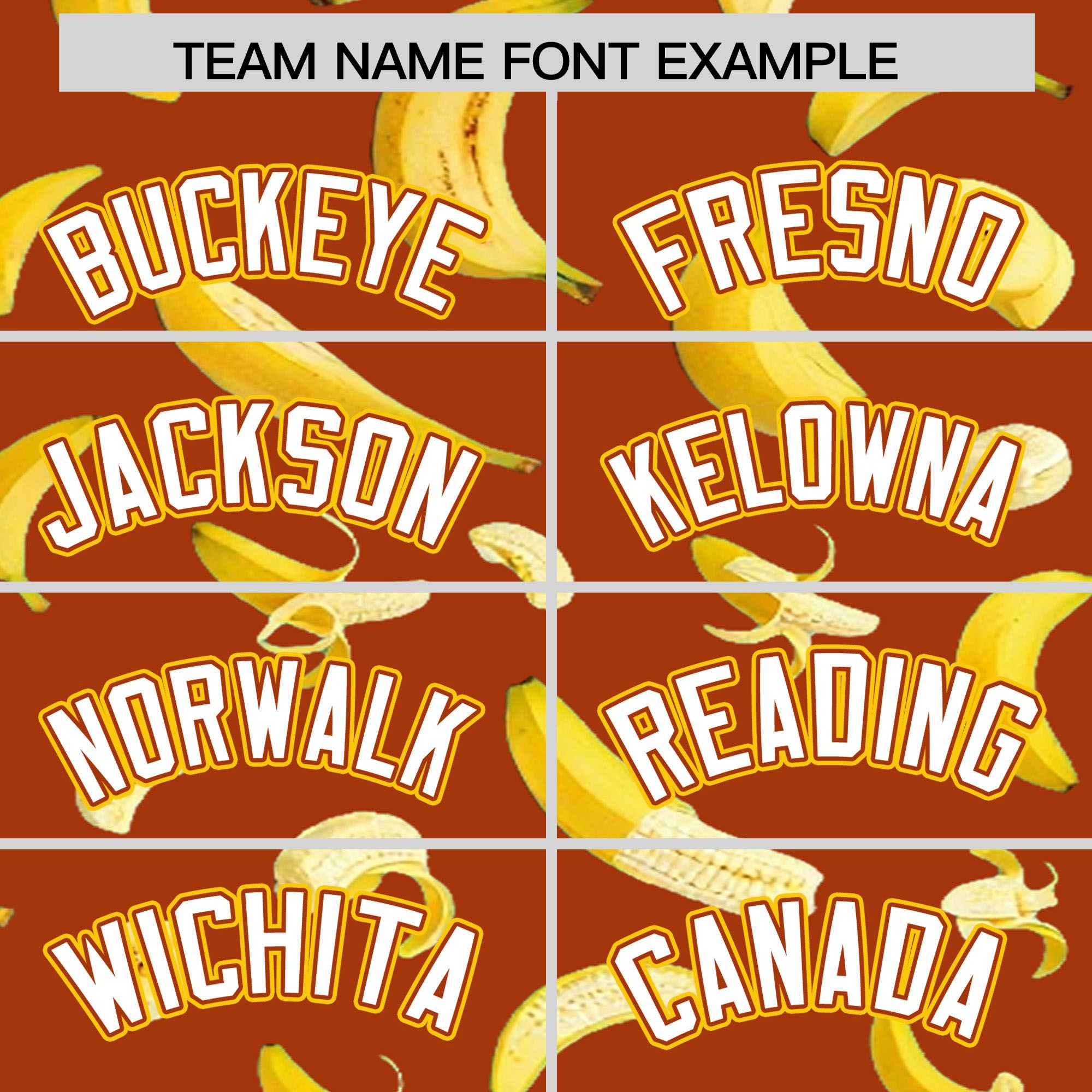 Custom Dark Orange Varsity Full-Zip Banana Pattern Letterman Bomber Jacket | Graffiti Pattern | Embroidery&Dye-sublimation printing | KXKSHOP