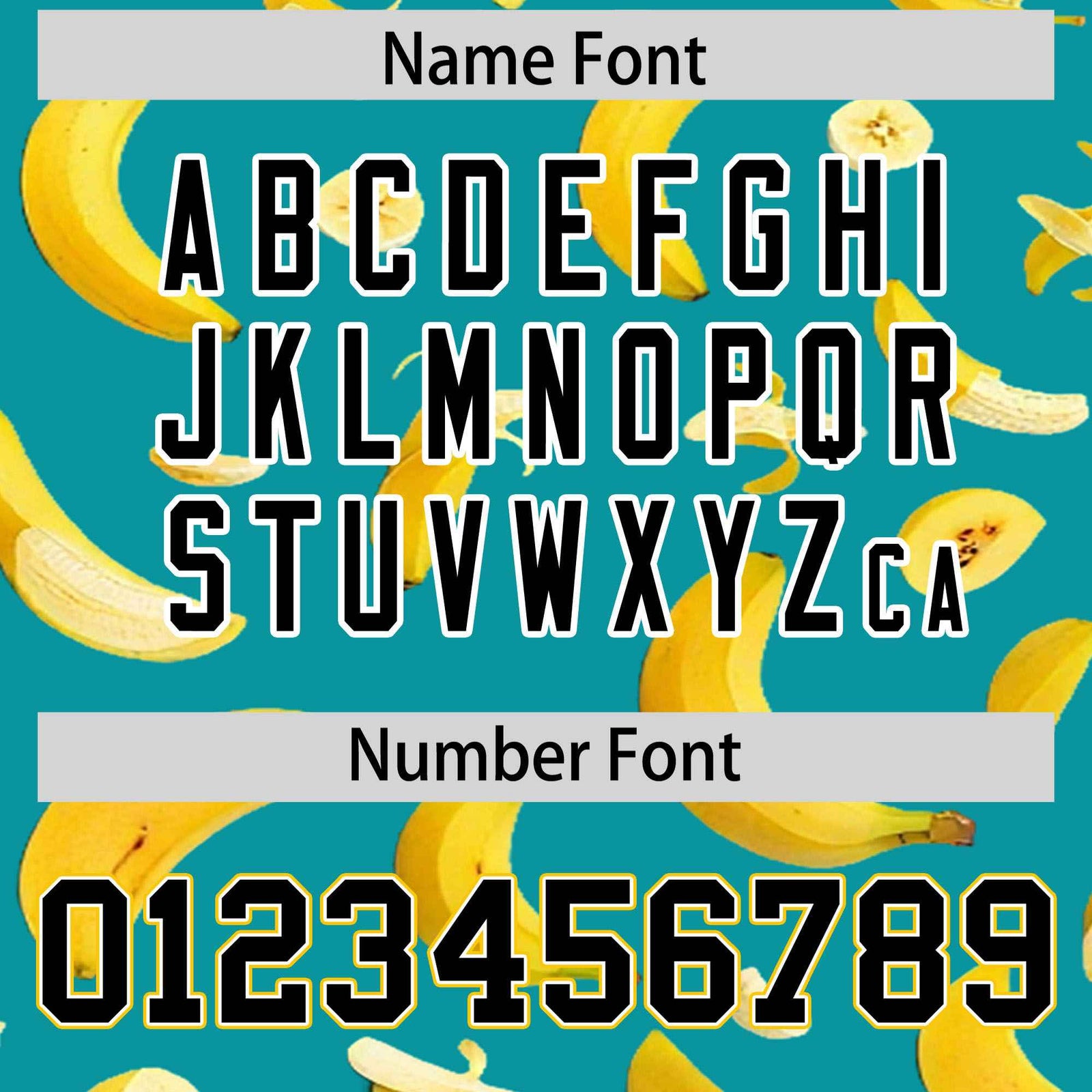 Custom Aqua Varsity Full-Zip Banana Pattern Letterman Bomber Jacket | Graffiti Pattern | Embroidery&Dye-sublimation printing | KXKSHOP