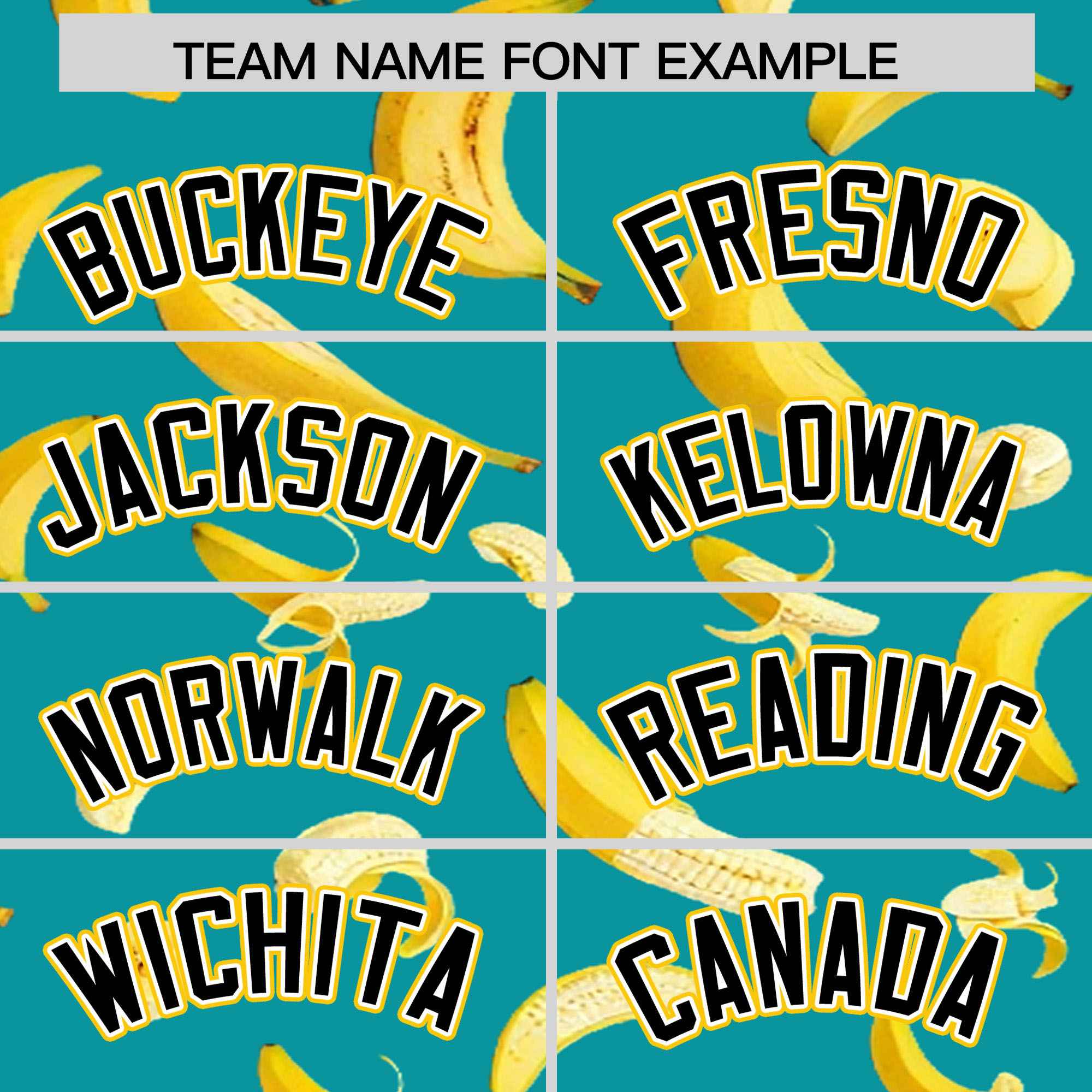 Custom Aqua Varsity Full-Zip Banana Pattern Letterman Bomber Jacket | Graffiti Pattern | Embroidery&Dye-sublimation printing | KXKSHOP