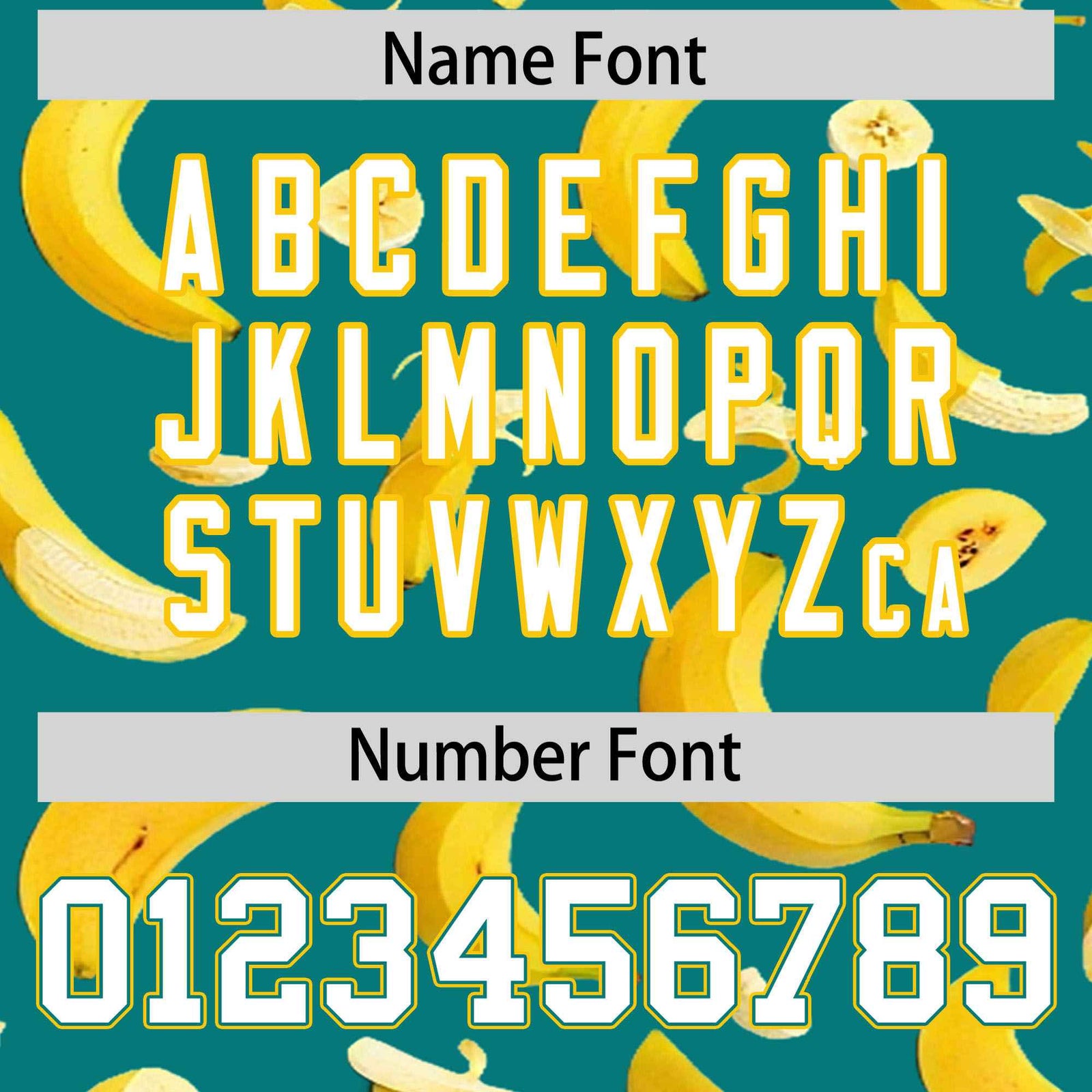 Custom Teal Varsity Full-Zip Banana Pattern Letterman Bomber Jacket | Graffiti Pattern | Embroidery&Dye-sublimation printing | KXKSHOP