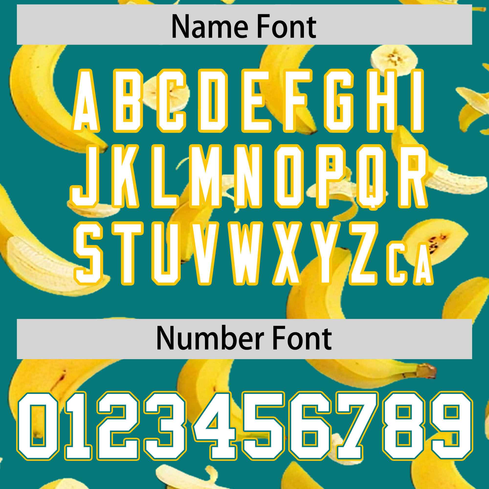 Custom Teal Varsity Full-Zip Banana Pattern Letterman Bomber Jacket | Graffiti Pattern | Embroidery&Dye-sublimation printing | KXKSHOP