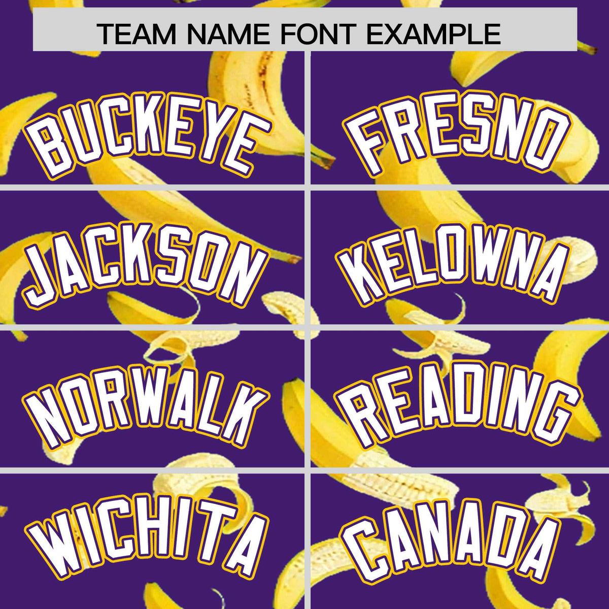 Custom Purple Varsity Full-Zip Banana Pattern Letterman Bomber Jacket | Graffiti Pattern | Embroidery&amp;Dye-sublimation printing | KXKSHOP