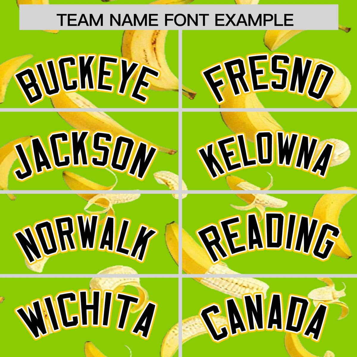 Custom Neon Green Varsity Full-Zip Banana Pattern Letterman Bomber Jacket | Graffiti Pattern | Embroidery&amp;Dye-sublimation printing | KXKSHOP