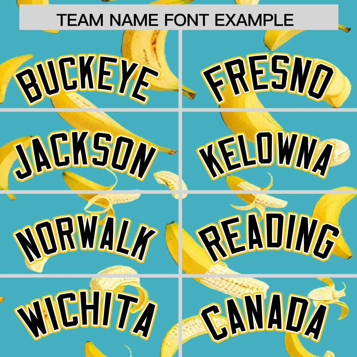 Custom Sky Blue Varsity Full-Zip Banana Pattern Letterman Bomber Jacket | Graffiti Pattern | Embroidery&amp;Dye-sublimation printing | KXKSHOP