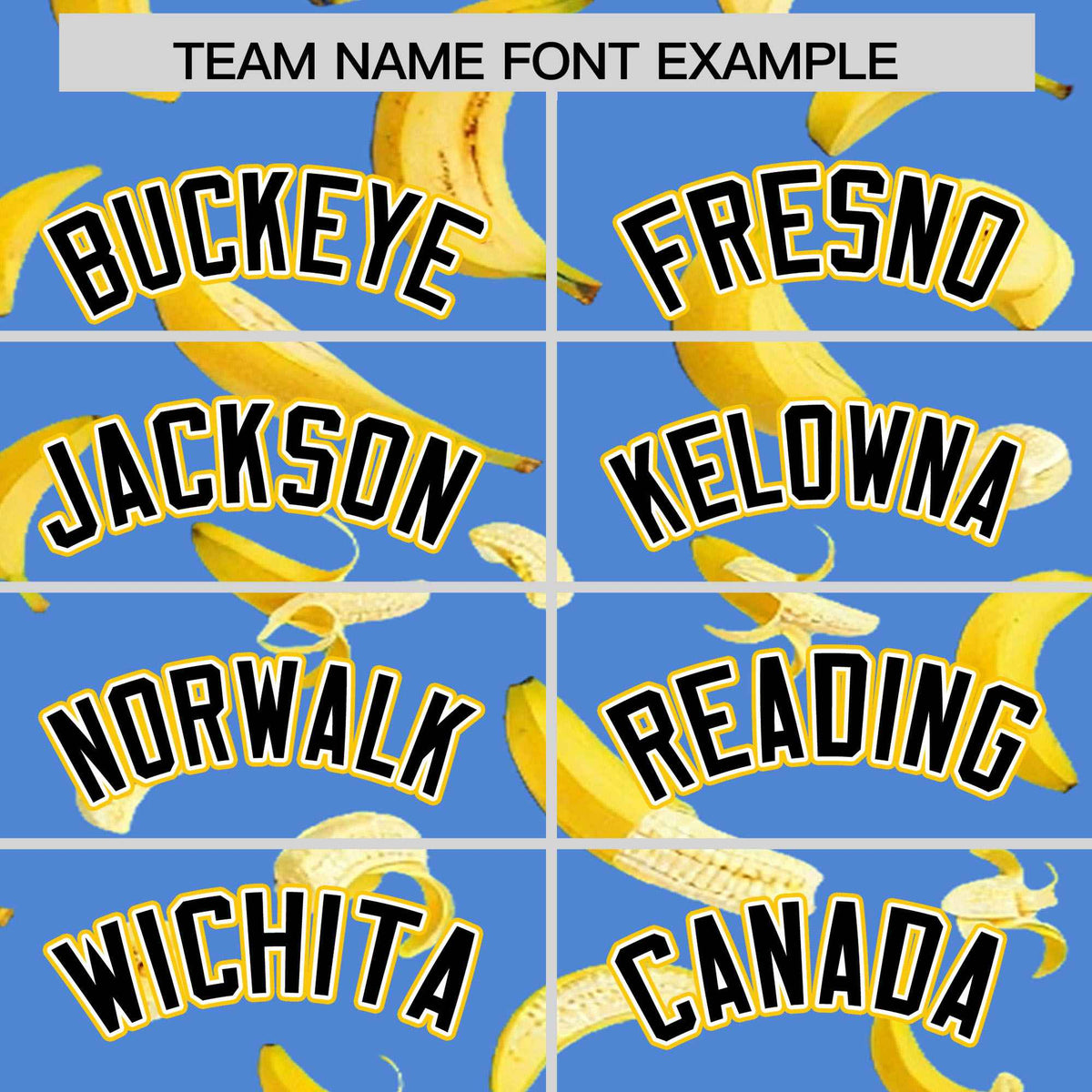 Custom Powder Blue Varsity Full-Zip Banana Pattern Letterman Bomber Jacket | Graffiti Pattern | Embroidery&amp;Dye-sublimation printing | KXKSHOP