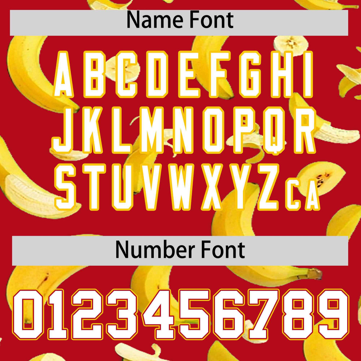 Custom Red Varsity Full-Zip Banana Pattern Letterman Bomber Jacket | Graffiti Pattern | Embroidery&amp;Dye-sublimation printing | KXKSHOP