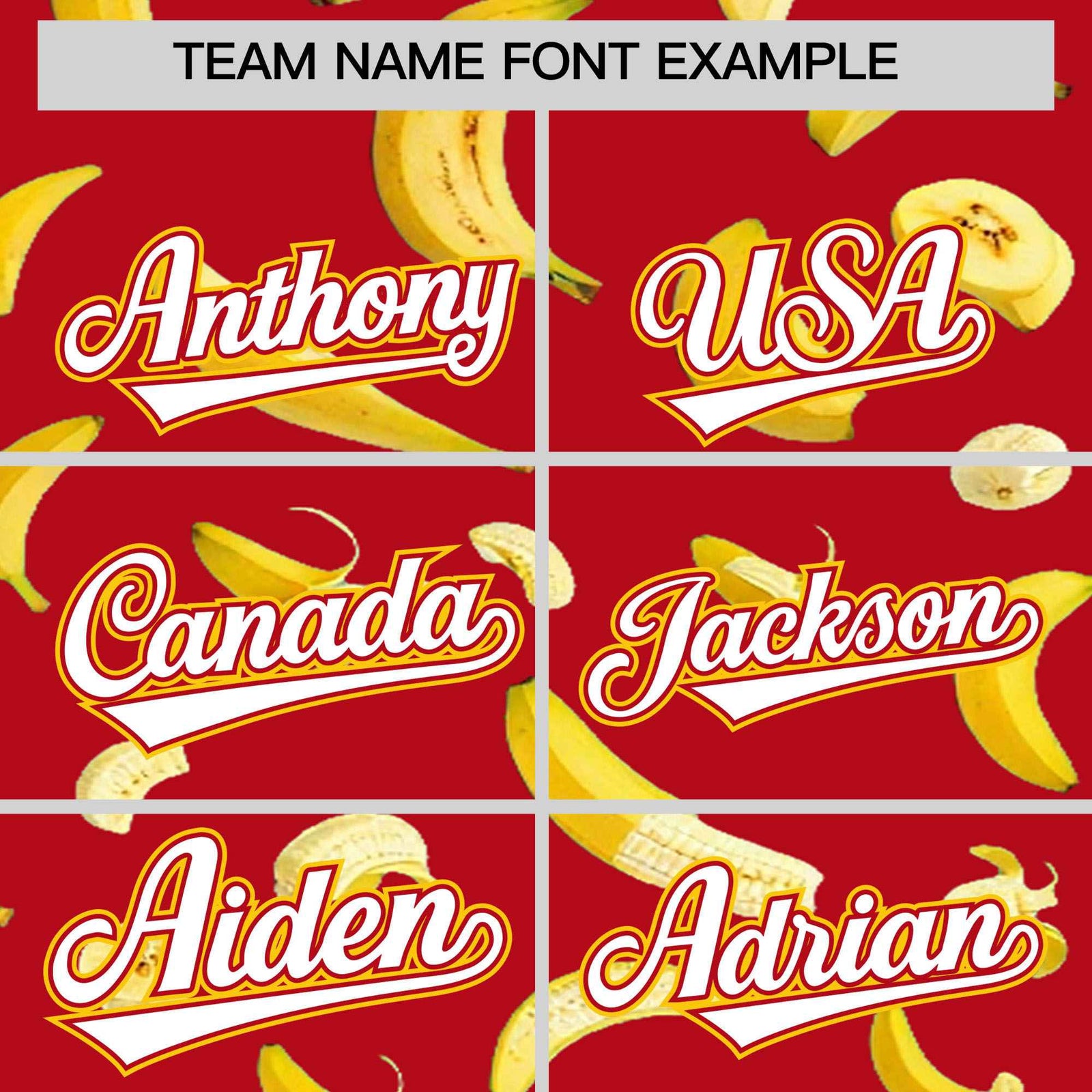 Custom Red Varsity Full-Zip Banana Pattern Letterman Bomber Jacket | Graffiti Pattern | Embroidery&Dye-sublimation printing | KXKSHOP