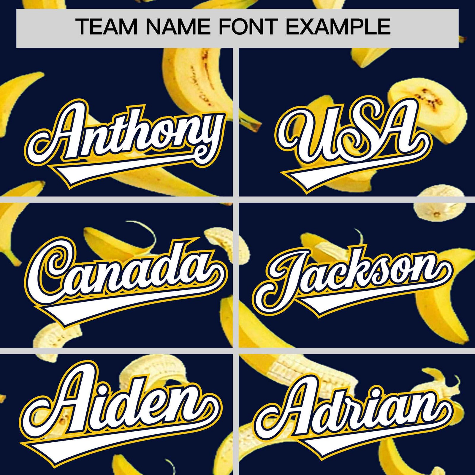 Custom Navy Varsity Full-Zip Banana Pattern Letterman Bomber Jacket | Graffiti Pattern | Embroidery&Dye-sublimation printing | KXKSHOP