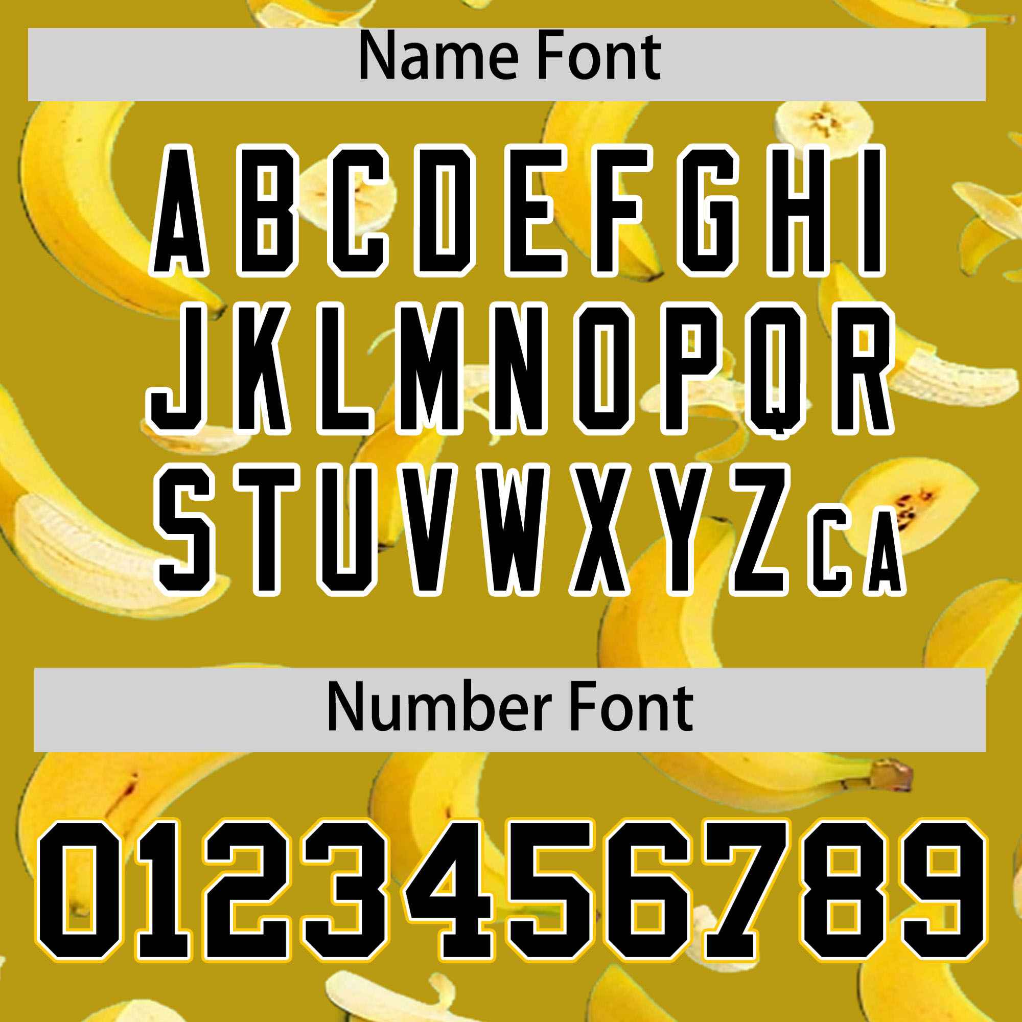 Custom Old Gold Varsity Full-Zip Banana Pattern Letterman Bomber Jacket | Graffiti Pattern | Embroidery&Dye-sublimation printing | KXKSHOP