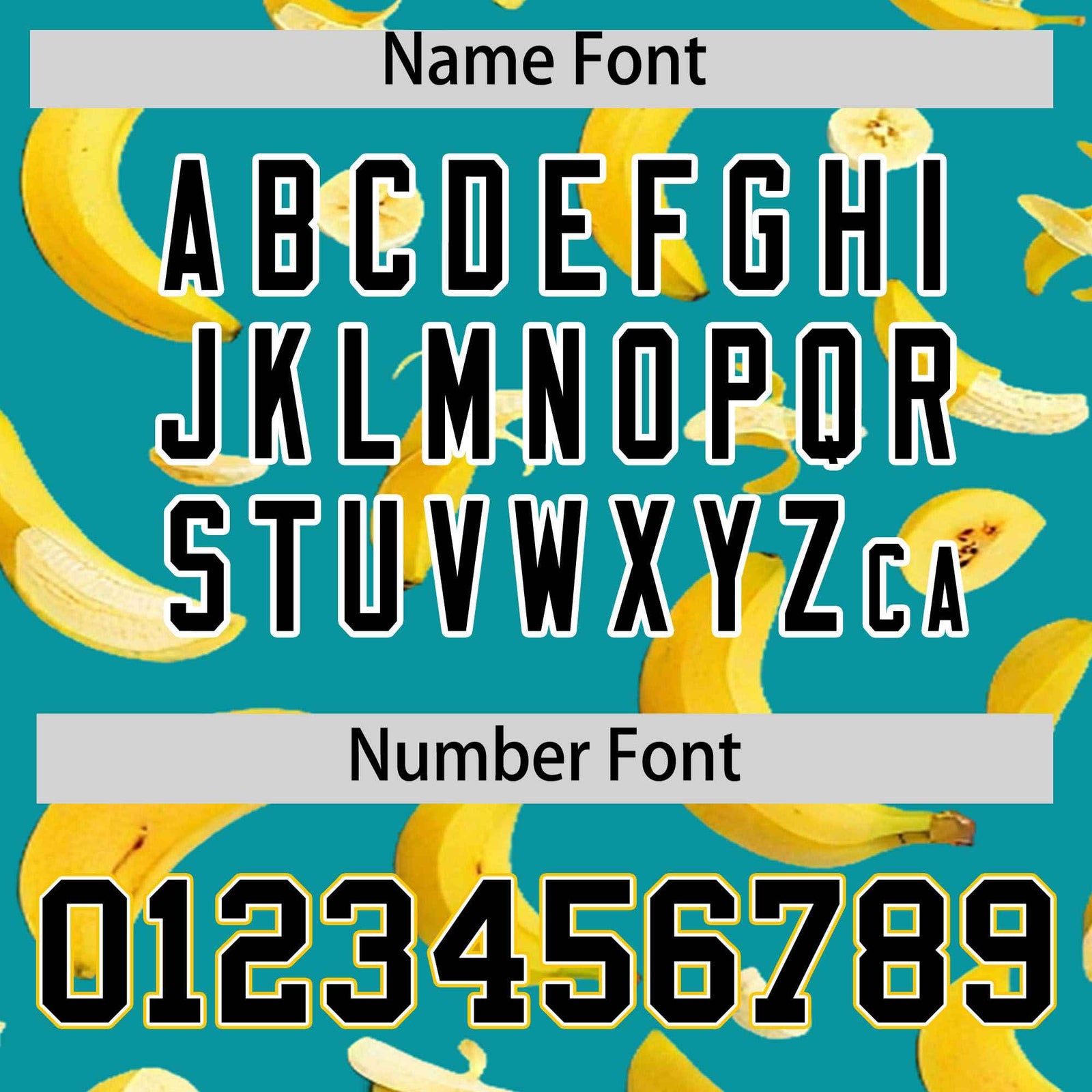 Custom Aqua Varsity Full-Zip Banana Pattern Letterman Bomber Jacket | Graffiti Pattern | Embroidery&Dye-sublimation printing | KXKSHOP