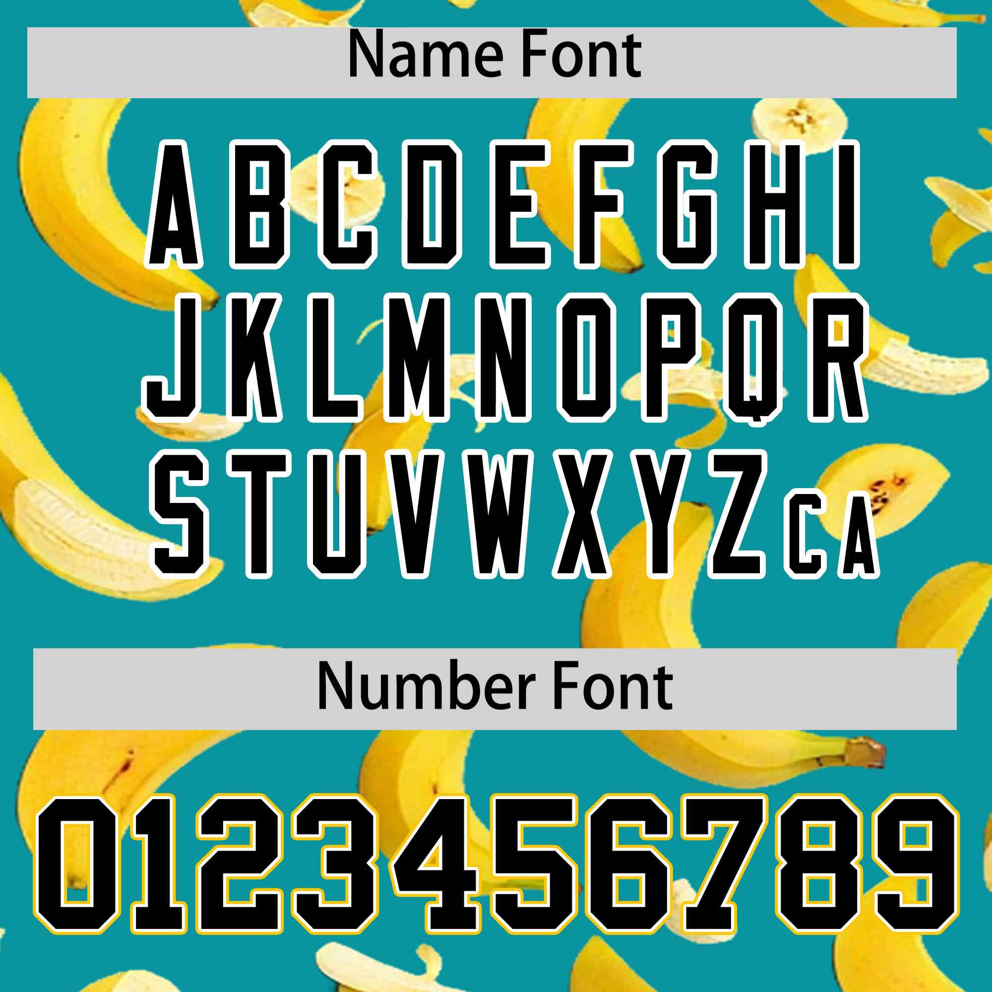 Custom Aqua Varsity Full-Zip Banana Pattern Letterman Bomber Jacket | Graffiti Pattern | Embroidery&Dye-sublimation printing | KXKSHOP