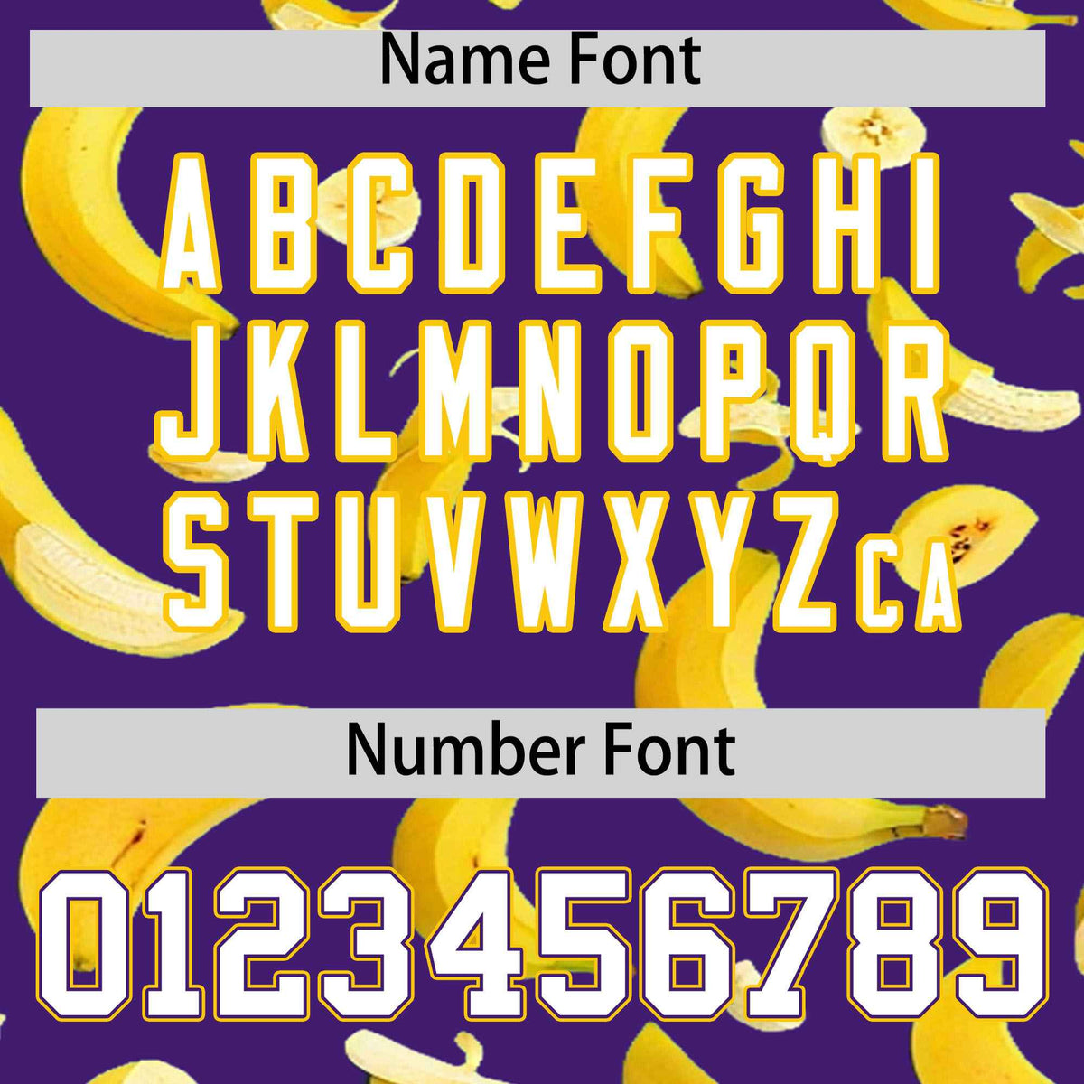 Custom Purple Varsity Full-Zip Banana Pattern Letterman Bomber Jacket | Graffiti Pattern | Embroidery&amp;Dye-sublimation printing | KXKSHOP