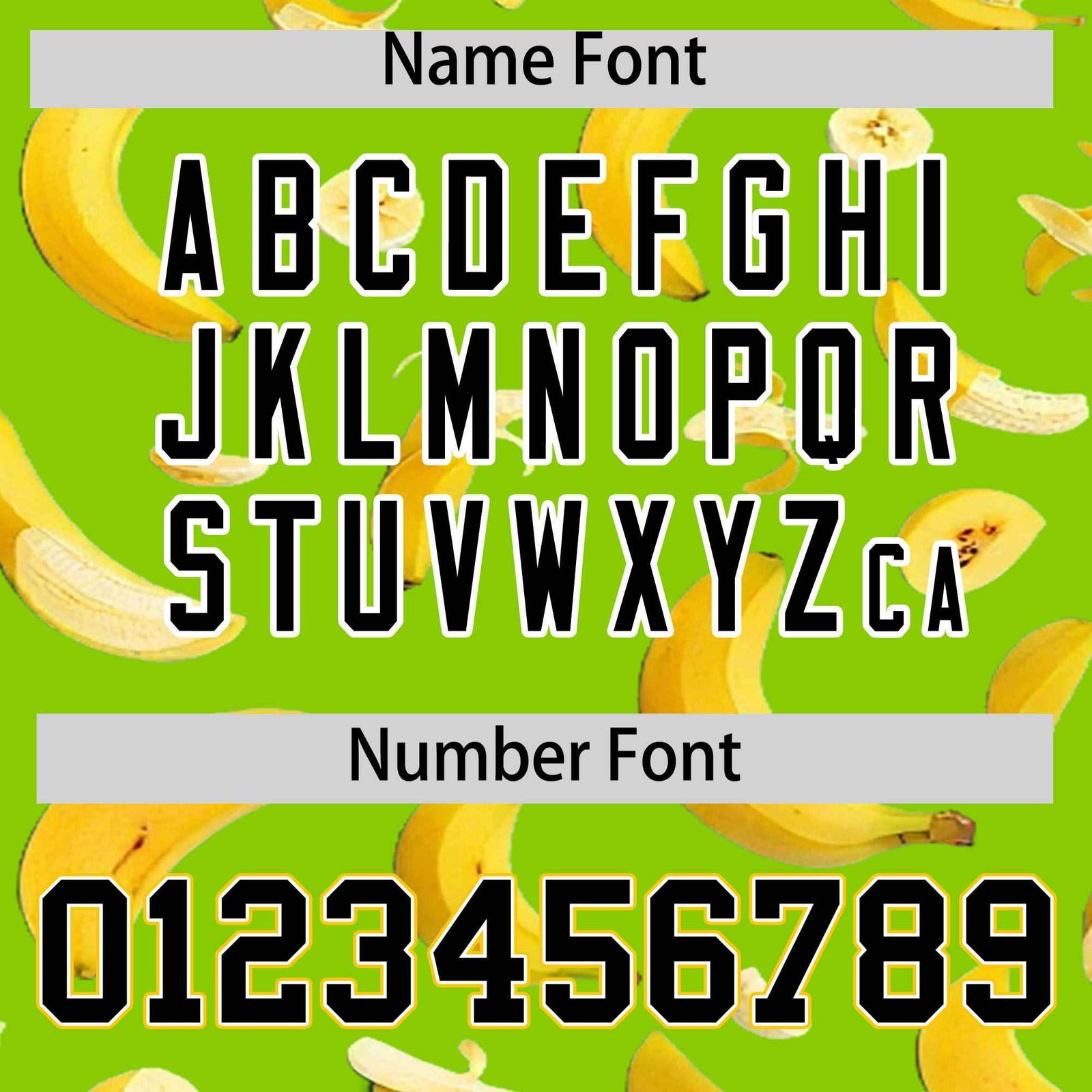 Custom Neon Green Varsity Full-Zip Banana Pattern Letterman Bomber Jacket | Graffiti Pattern | Embroidery&Dye-sublimation printing | KXKSHOP