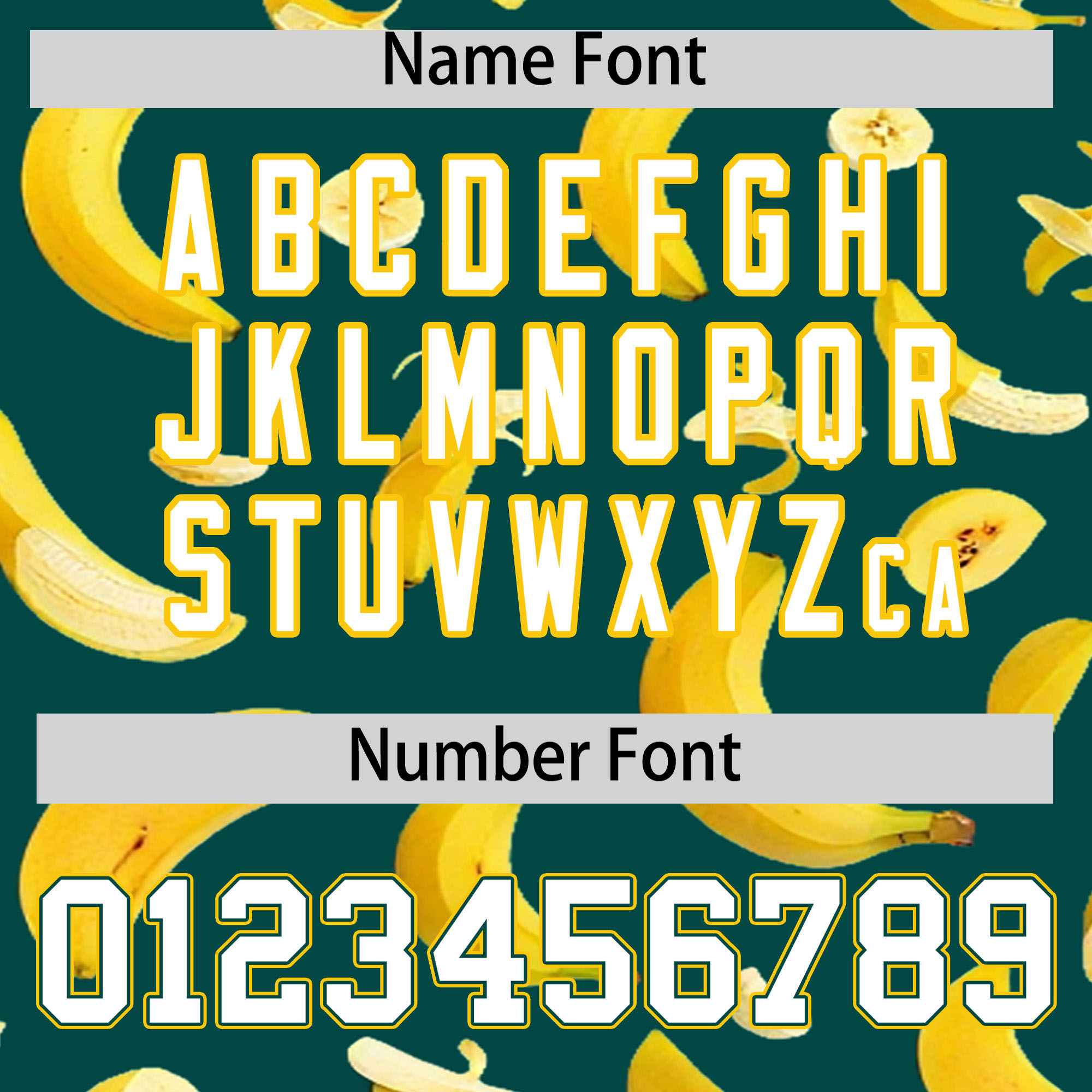 Custom Midnight Green Varsity Full-Zip Banana Pattern Letterman Bomber Jacket | Graffiti Pattern | Embroidery&Dye-sublimation printing | KXKSHOP