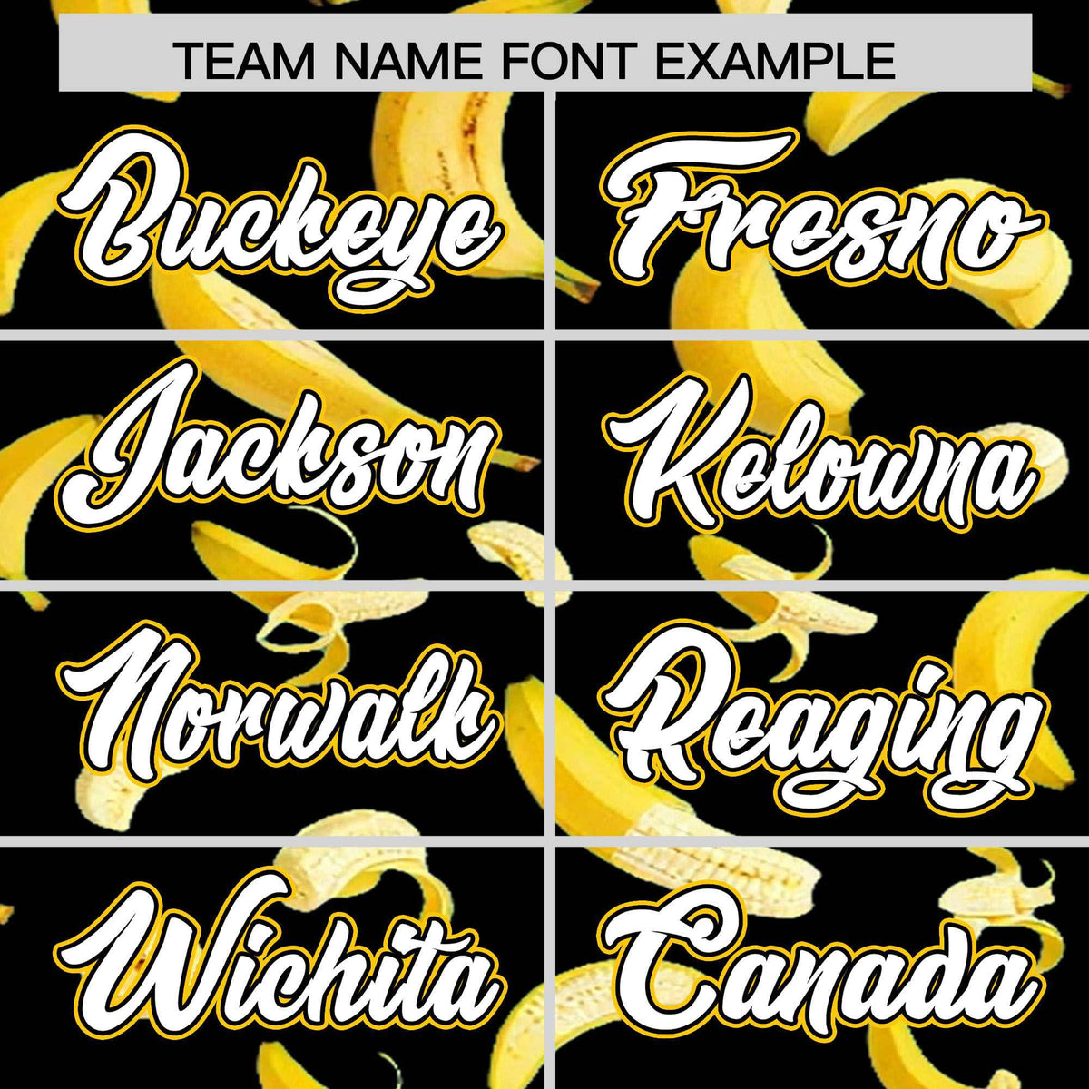 Custom Black Varsity Full-Zip Banana Pattern Letterman Bomber Jacket | Graffiti Pattern | Embroidery&amp;Dye-sublimation printing | KXKSHOP