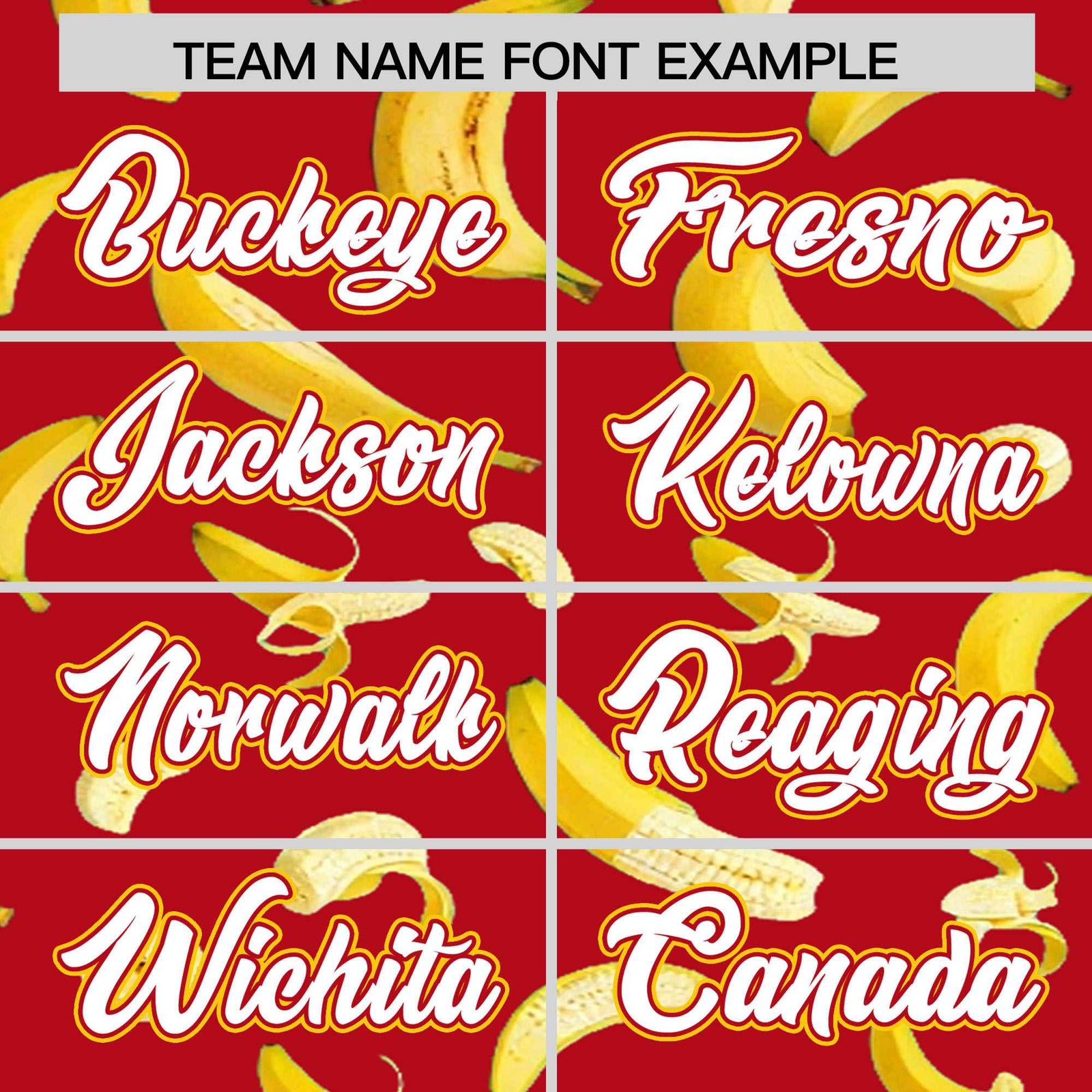 Custom Red Varsity Full-Zip Banana Pattern Letterman Bomber Jacket | Graffiti Pattern | Embroidery&Dye-sublimation printing | KXKSHOP