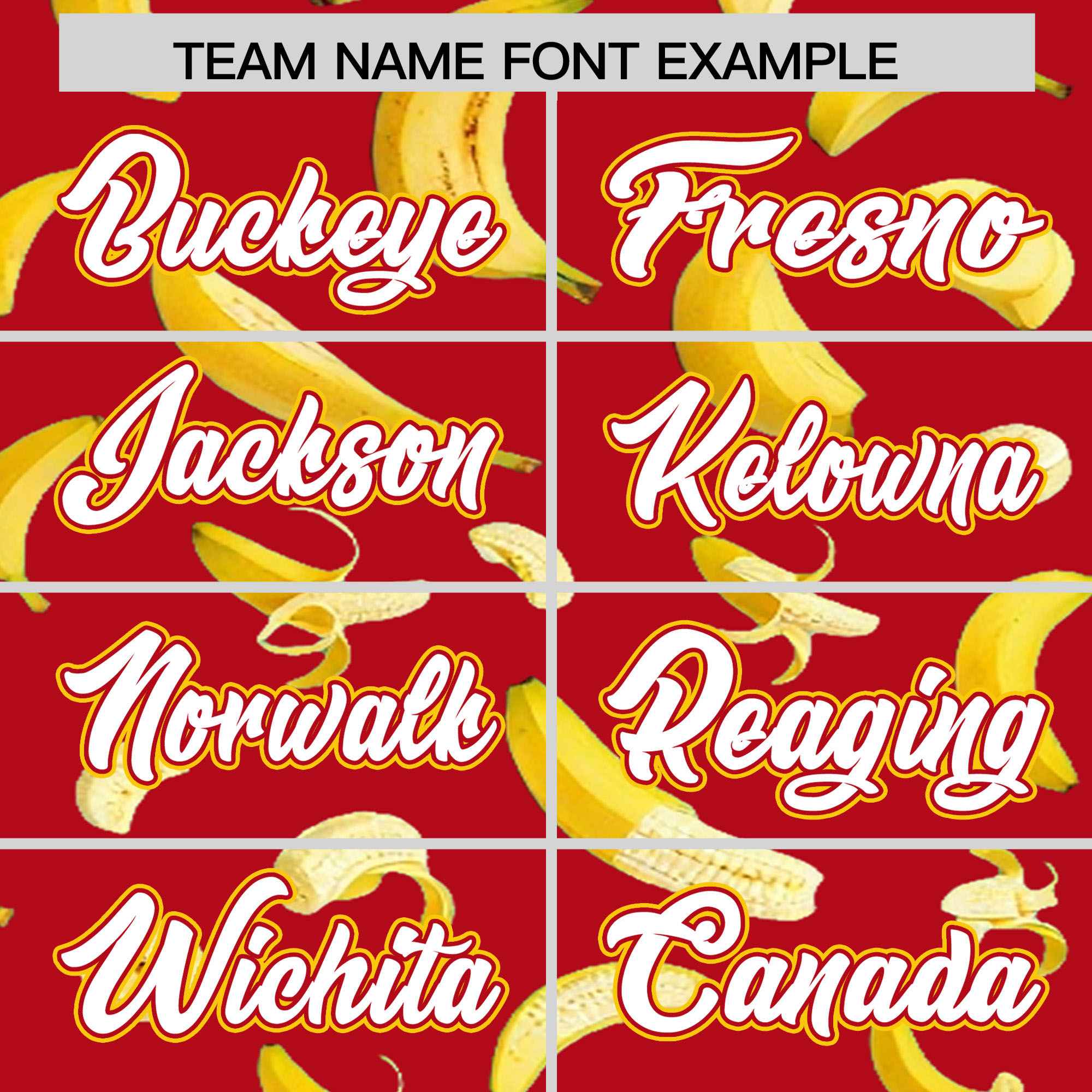 Custom Red Varsity Full-Zip Banana Pattern Letterman Bomber Jacket | Graffiti Pattern | Embroidery&Dye-sublimation printing | KXKSHOP