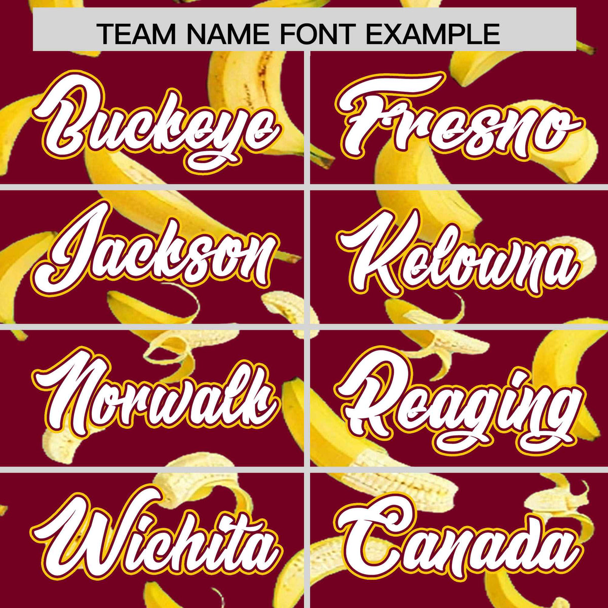 Custom Crimson Varsity Full-Zip Banana Pattern Letterman Bomber Jacket | Graffiti Pattern | Embroidery&amp;Dye-sublimation printing | KXKSHOP