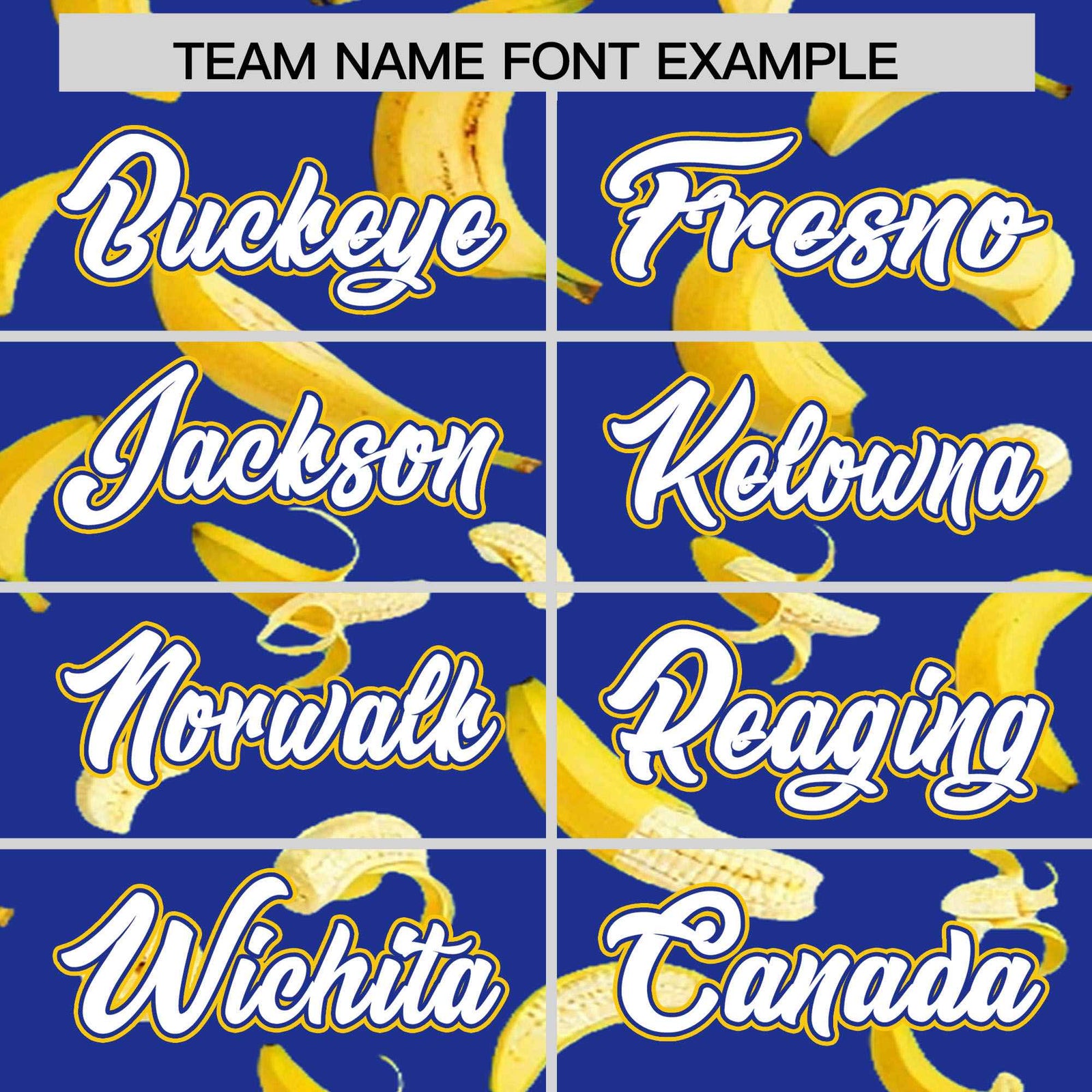 Custom Royal Blue Varsity Full-Zip Banana Pattern Letterman Bomber Jacket | Graffiti Pattern | Embroidery&Dye-sublimation printing | KXKSHOP