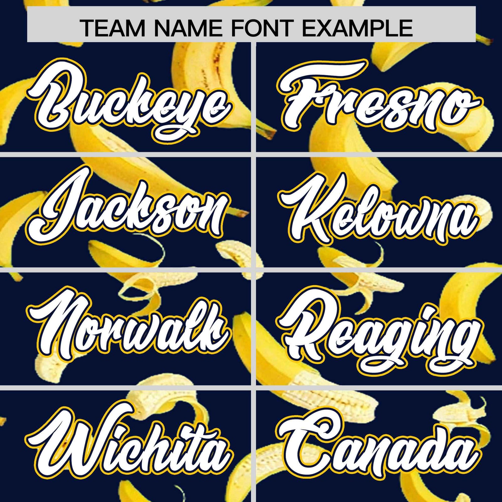 Custom Navy Varsity Full-Zip Banana Pattern Letterman Bomber Jacket | Graffiti Pattern | Embroidery&Dye-sublimation printing | KXKSHOP