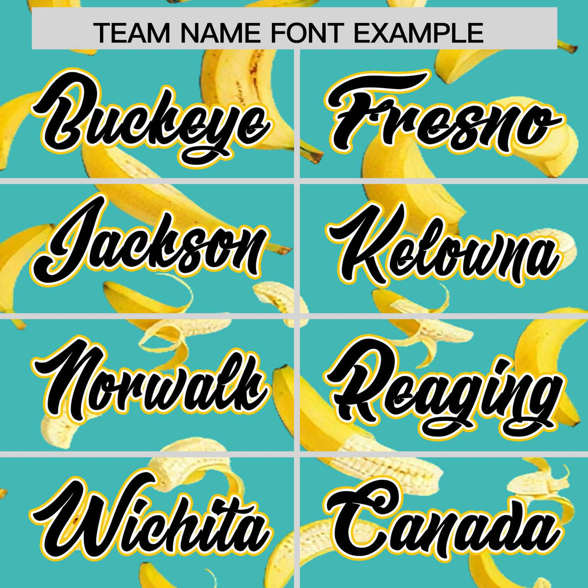 Custom Teal Varsity Full-Zip Banana Pattern Letterman Bomber Jacket | Graffiti Pattern | Embroidery&amp;Dye-sublimation printing | KXKSHOP