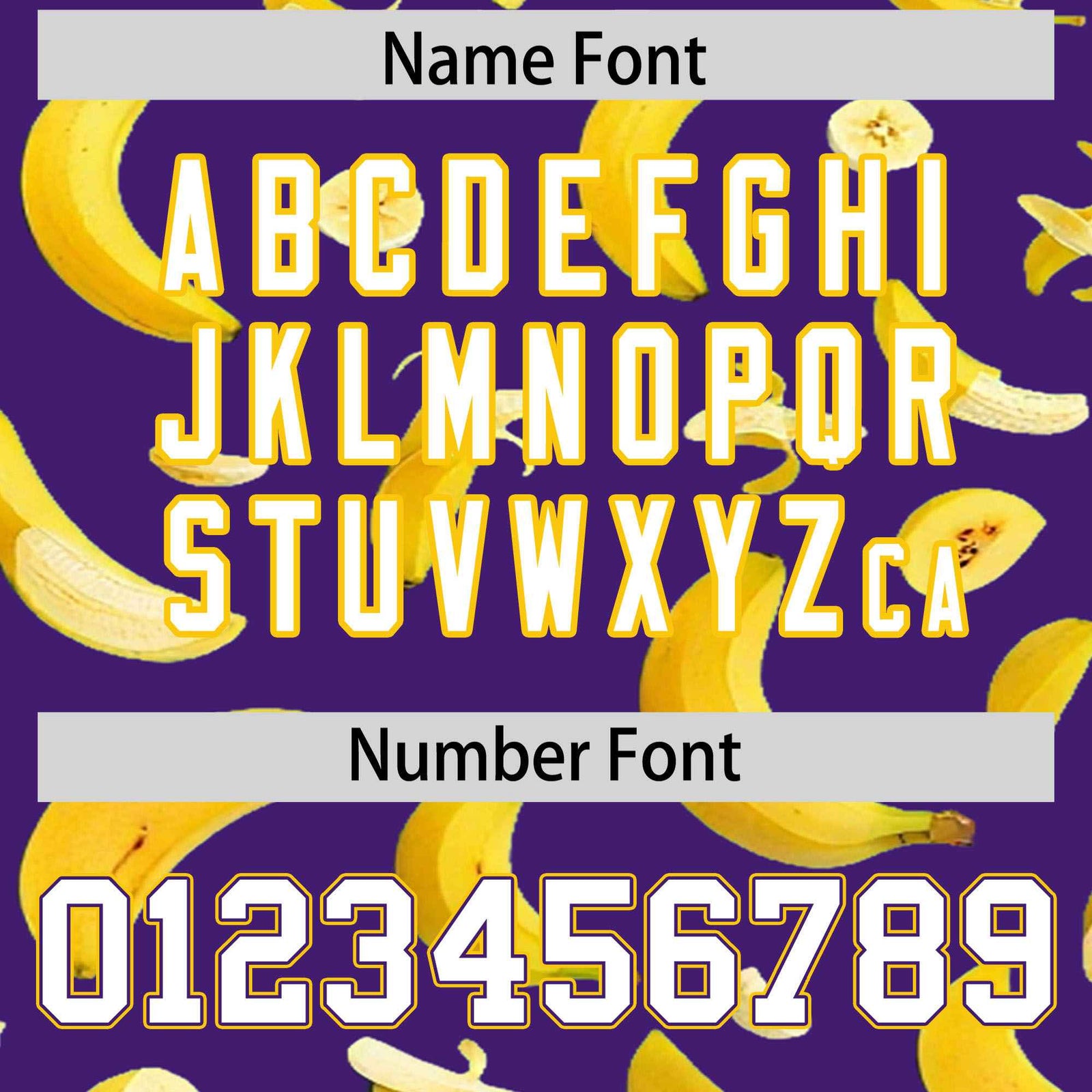 Custom Purple Varsity Full-Zip Banana Pattern Letterman Bomber Jacket | Graffiti Pattern | Embroidery&Dye-sublimation printing | KXKSHOP