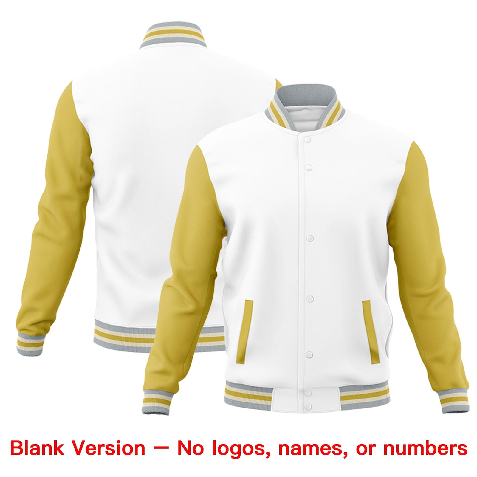 Custom White Old Gold Gray Raglan Sleeves Classic Style Letterman Cotton Fabric Jacket| KXKSHOP