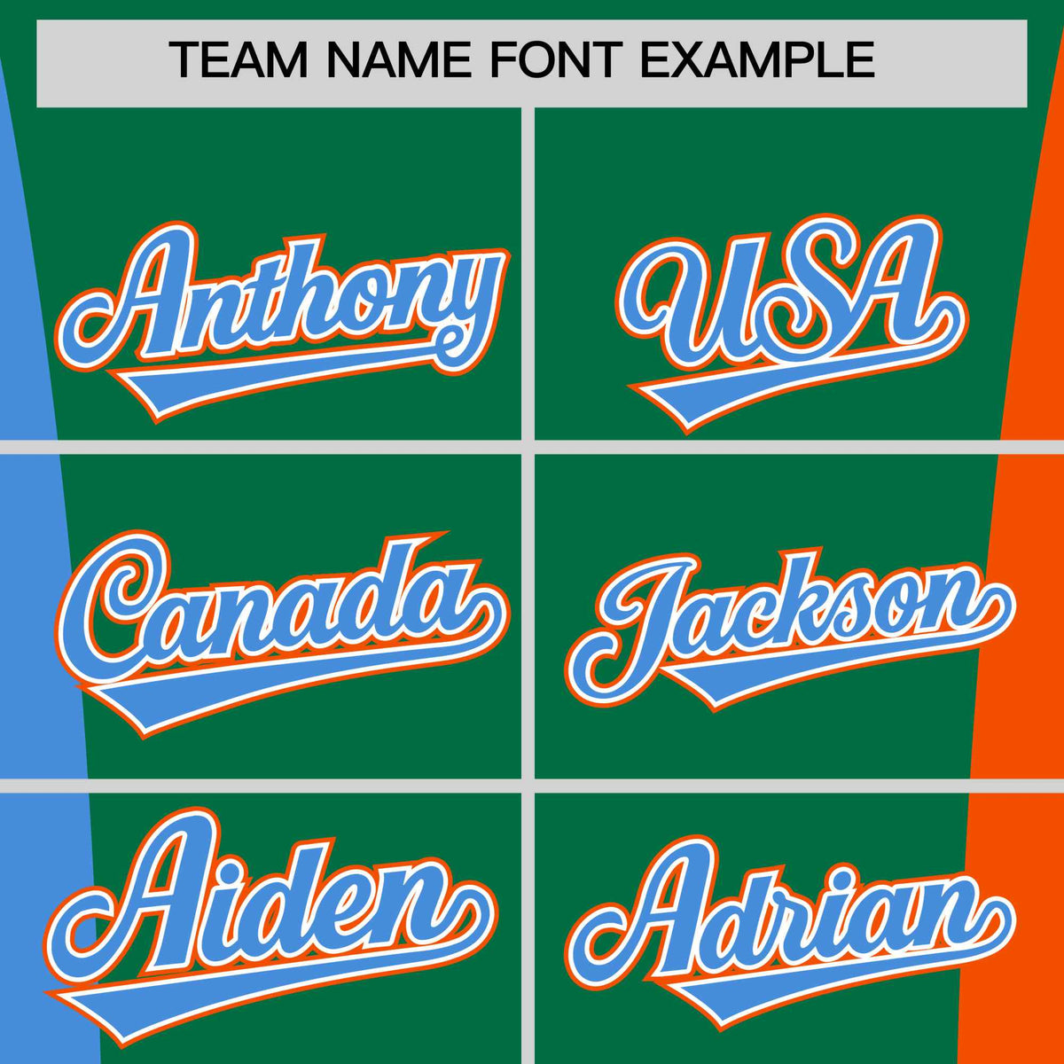 Custom Kelly Green Powder Blue Orange Personalization Varsity Full-Snap Three Color Blocks Letterman Jacket| KXKSHOP