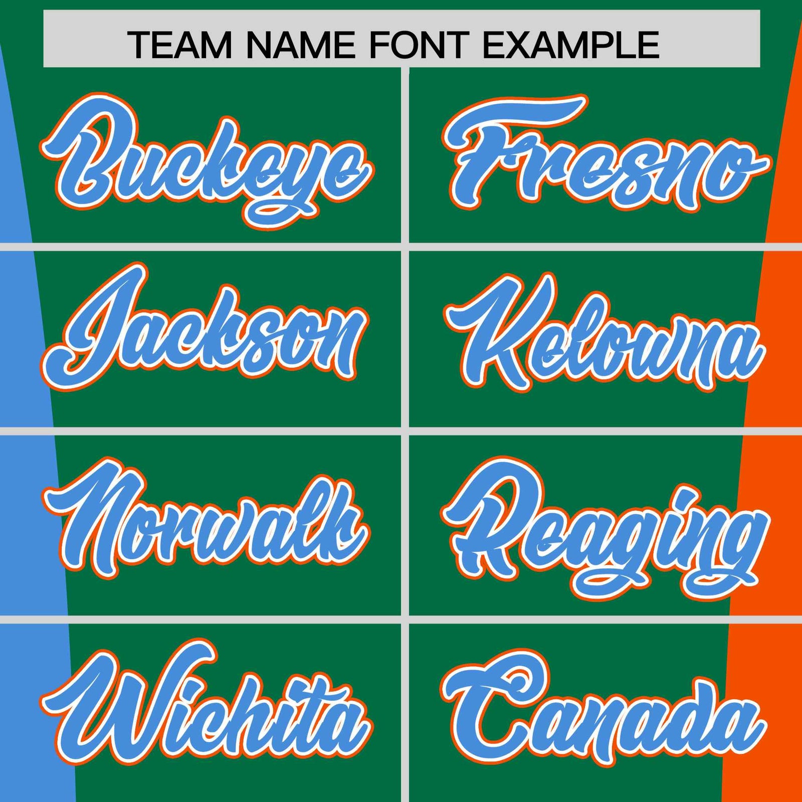 Custom Kelly Green Powder Blue Orange Personalization Varsity Full-Snap Three Color Blocks Letterman Jacket