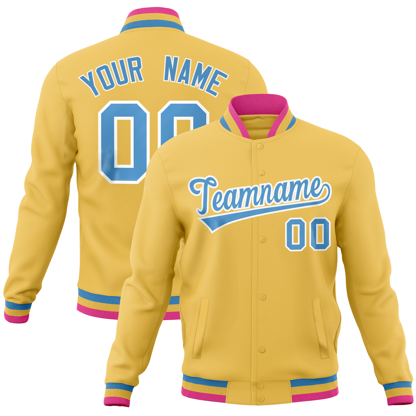 Custom Khaki Classic Style Varsity Full-Snap Letterman Baseball Jersey