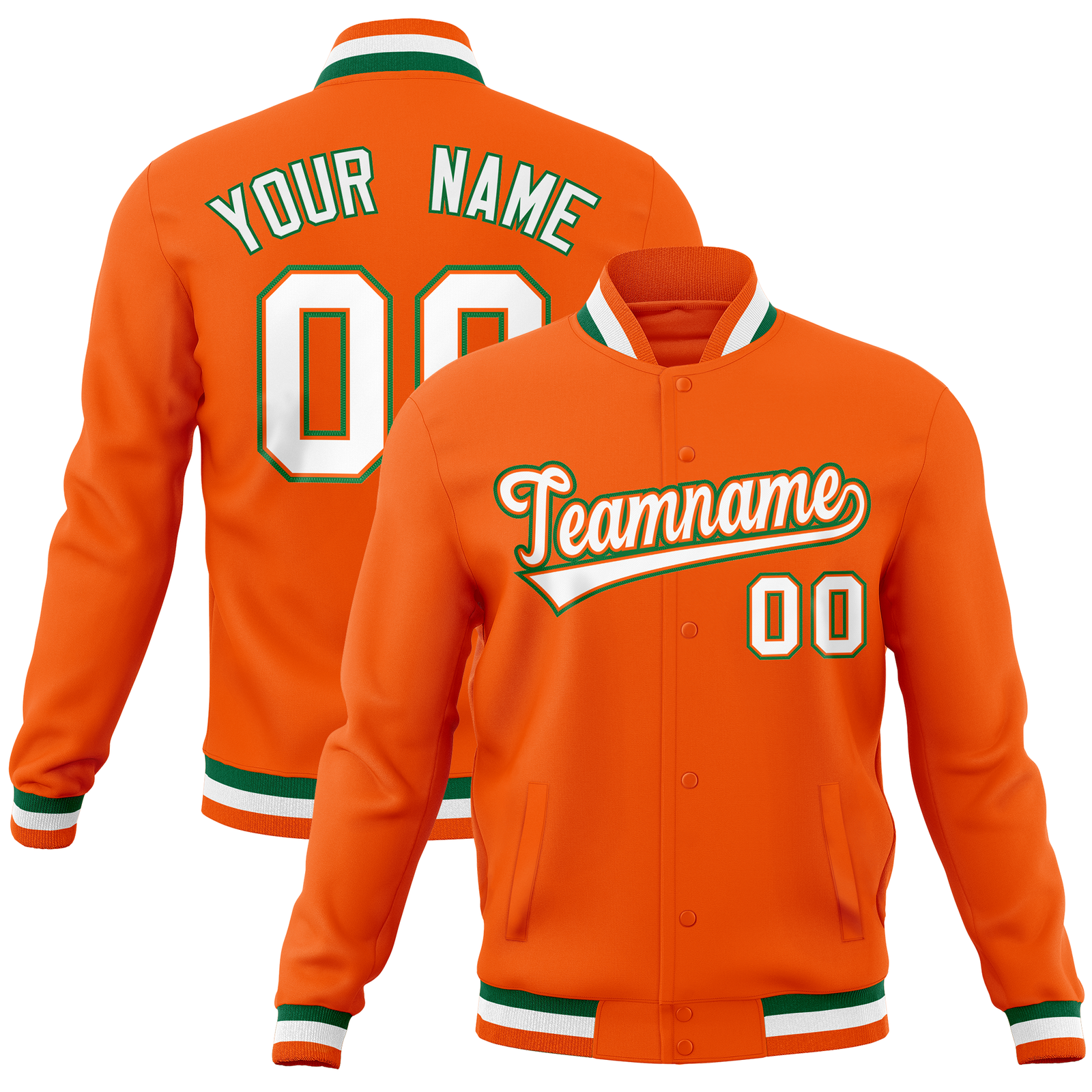 Custom Orange Classic Style Varsity Full-Snap Letterman Baseball Jersey