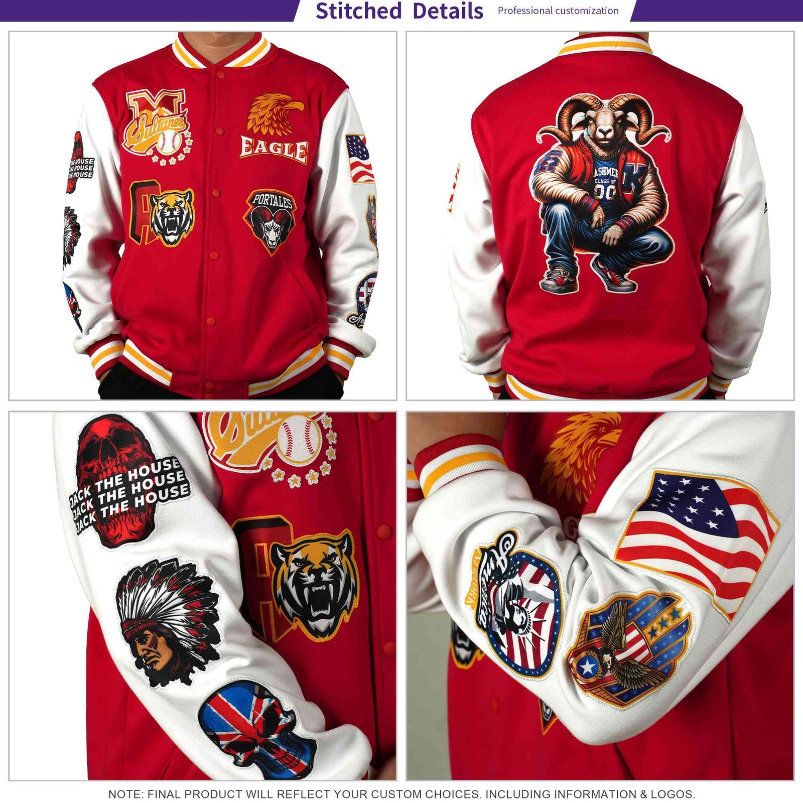 Custom White Orange Full-Snap Varsity Personalization Gradient Fashion Letterman Jacket