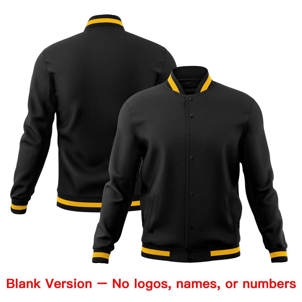 Custom Black Gold Classic Style Full-Snap Wrinkle-Resistant Jacket| KXKSHOP