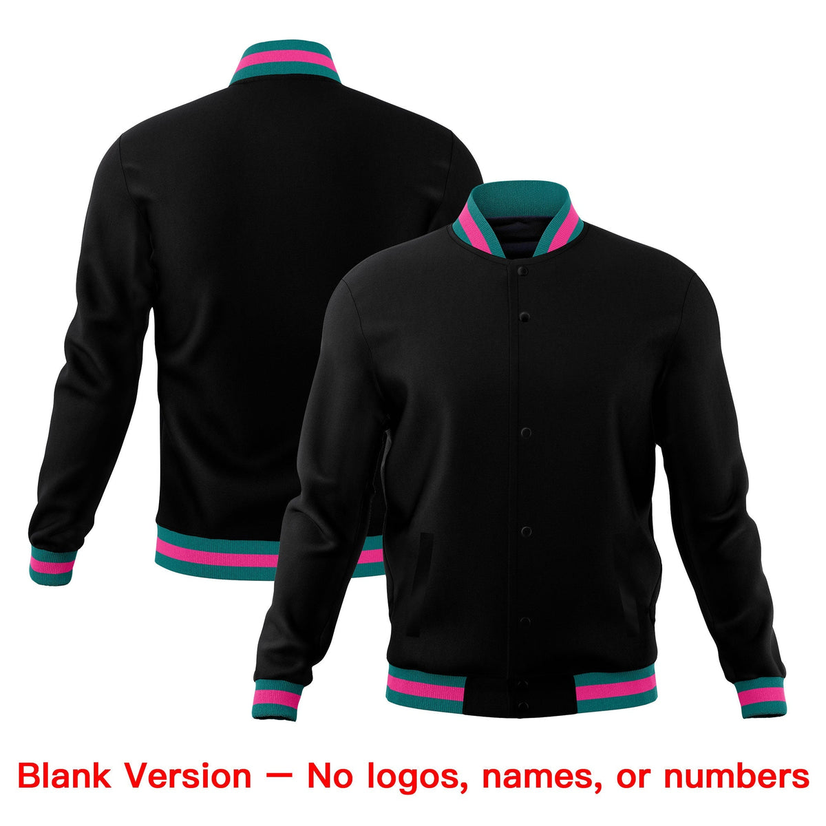Custom Black Teal Pink Classic Style Full-Snap Wrinkle-Resistant Jacket| KXKSHOP