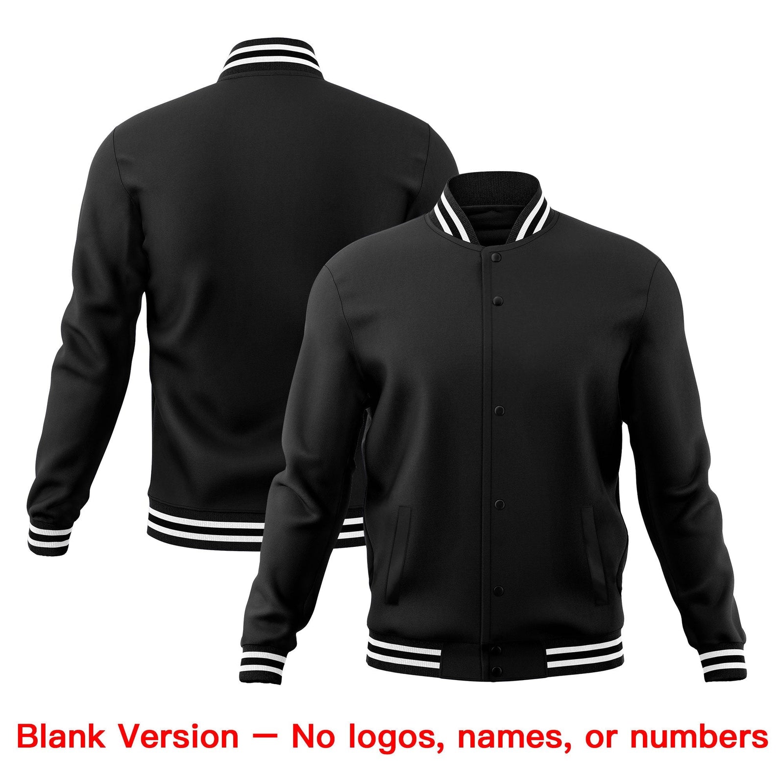 Custom Black White Classic Style Full-Snap Wrinkle-Resistant Jacket| KXKSHOP