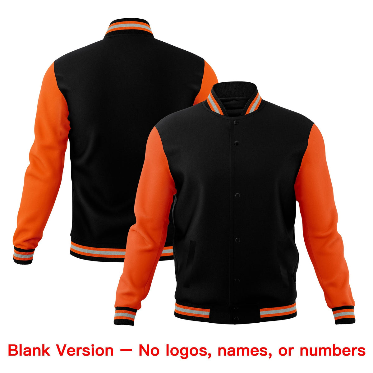 Custom Black Orange Gray Classic Style Full-Snap Wrinkle-Resistant Jacket| KXKSHOP