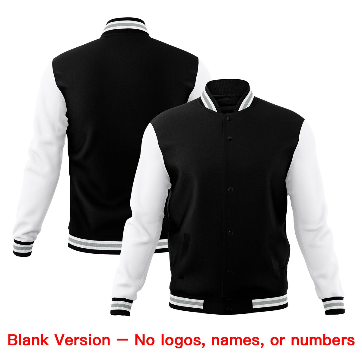 Custom Black White Gray Classic Style Full-Snap Breathable Jacket| KXKSHOP